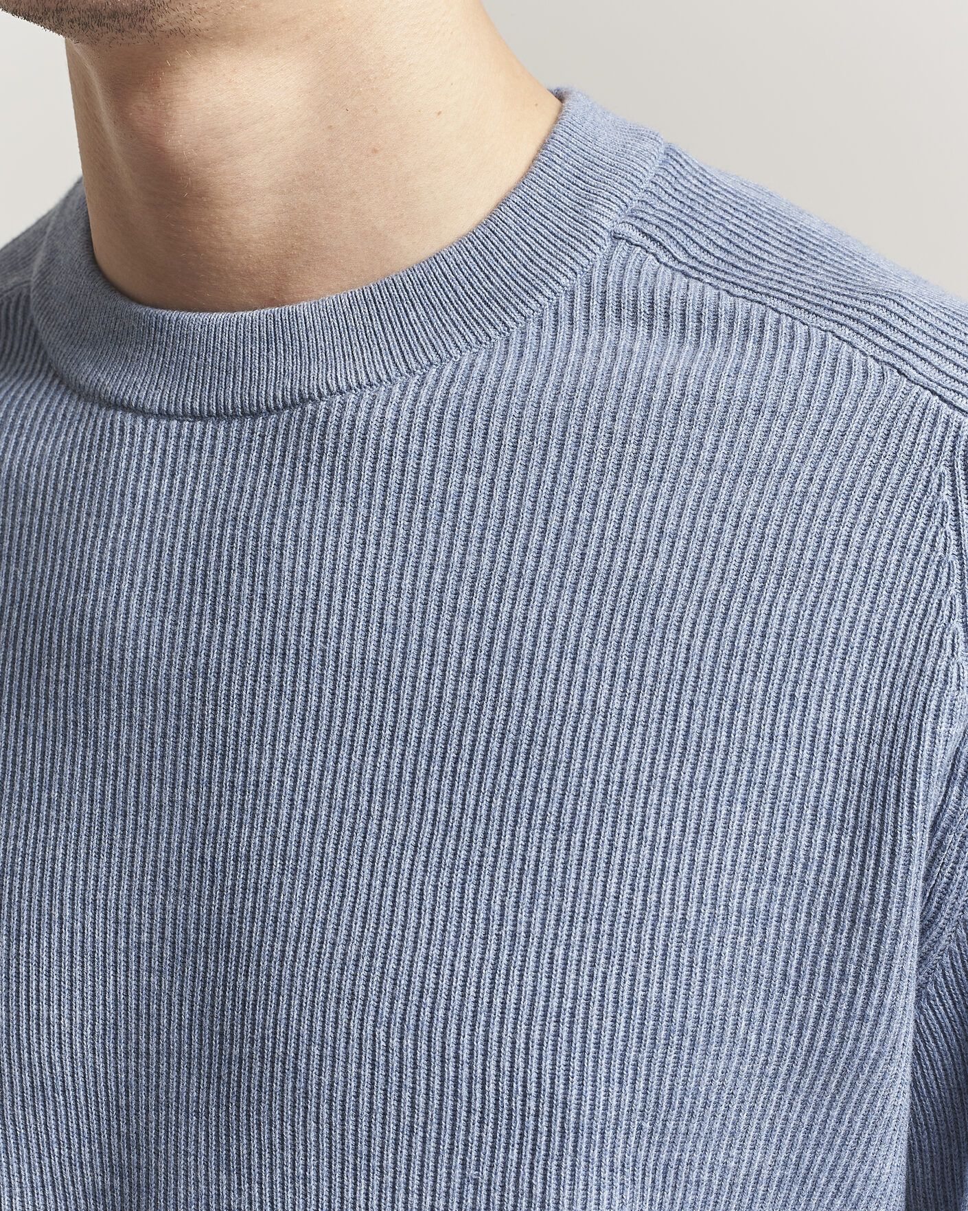 Herr | Tröjor | NN07 | Kevin Cotton Knitted Sweater Stone Blue