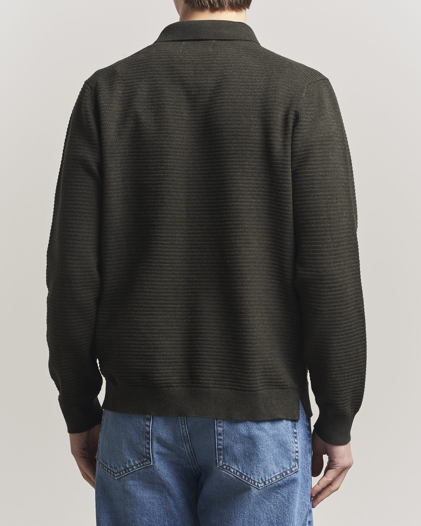 Herr | Tröjor | NN07 | Paul Knitted Long Sleeve Polo Dark Army