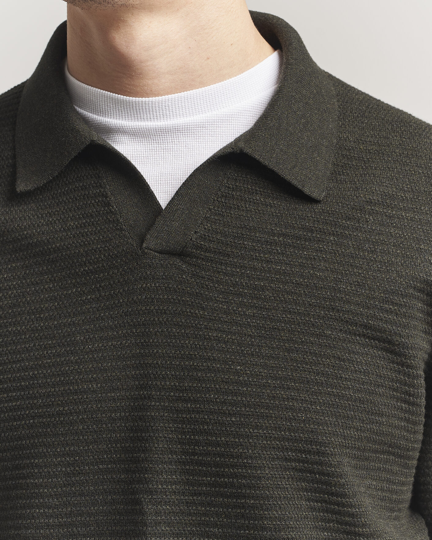 Herr | Tröjor | NN07 | Paul Knitted Long Sleeve Polo Dark Army