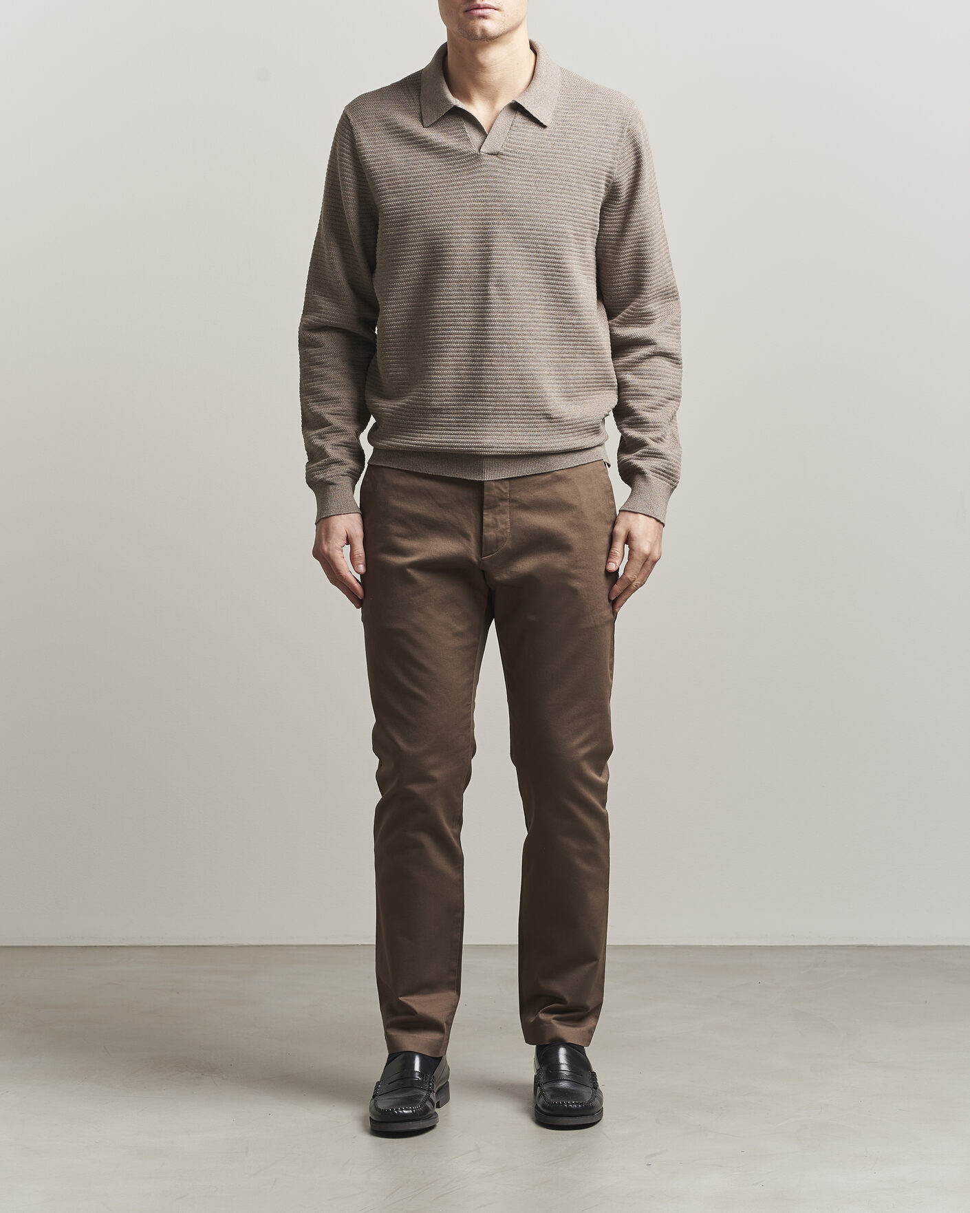Herr | Tröjor | NN07 | Paul Knitted Long Sleeve Polo Mable Husk