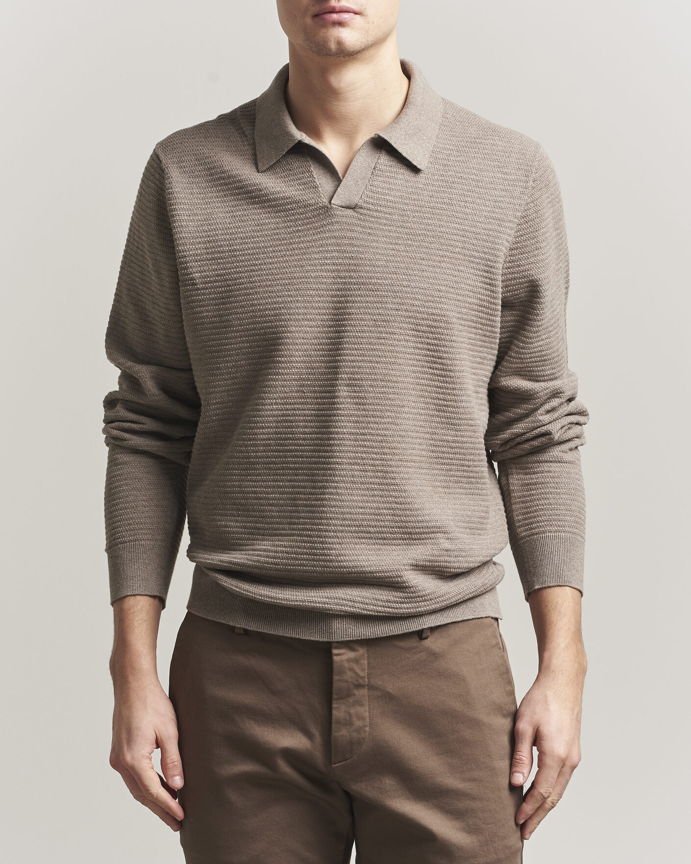 Herr | Tröjor | NN07 | Paul Knitted Long Sleeve Polo Mable Husk