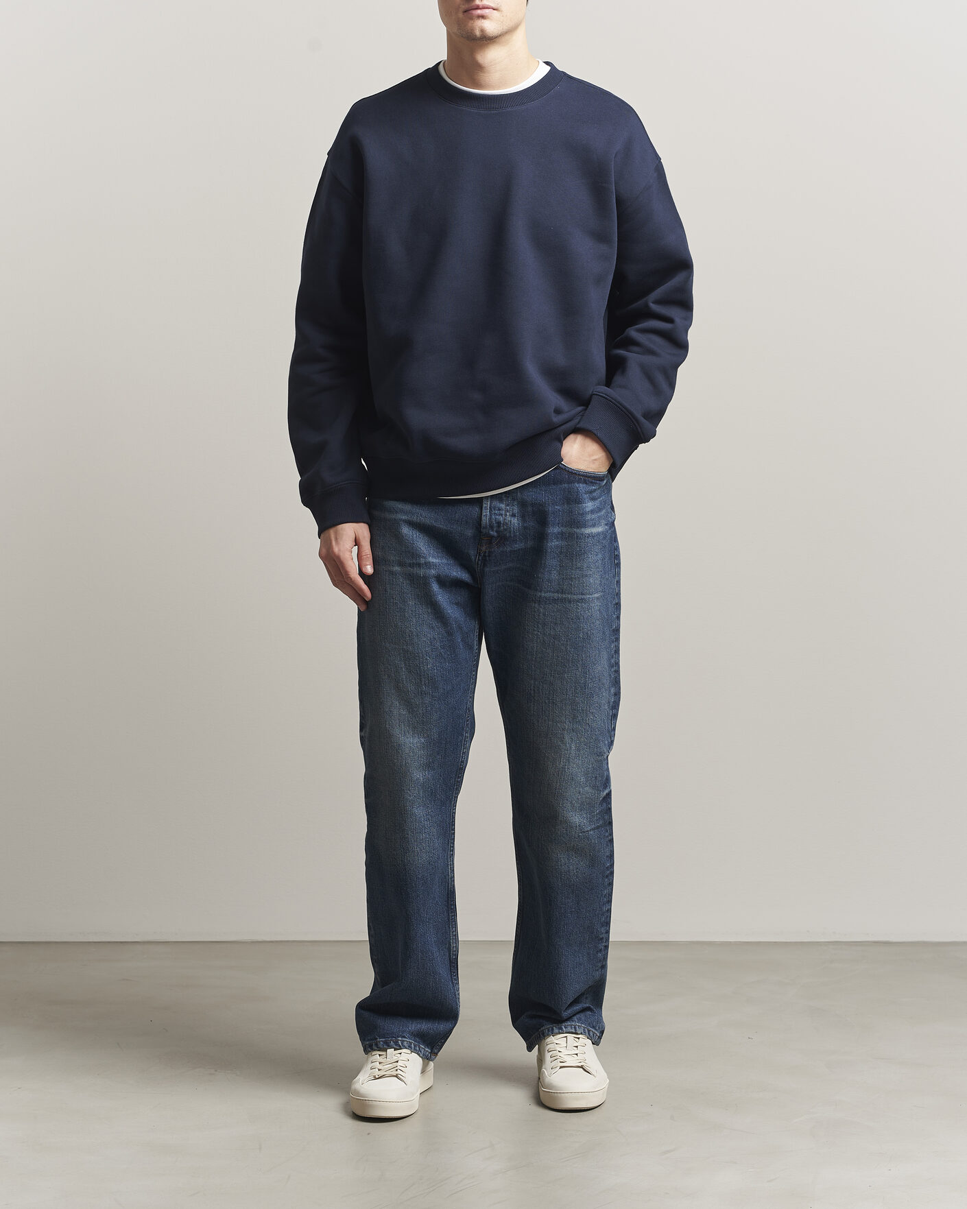Herr | Tröjor | NN07 | David Crew Neck Sweatshirt Navy Blue