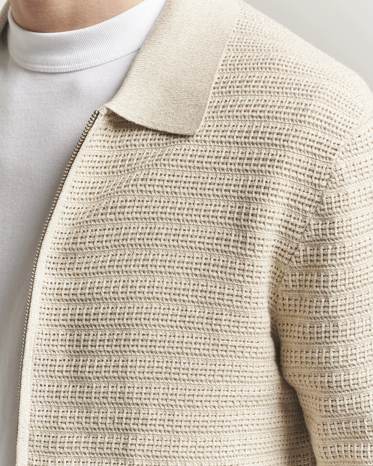 Herr | Tröjor | NN07 | Gustav Knitted Full Zip Ivory