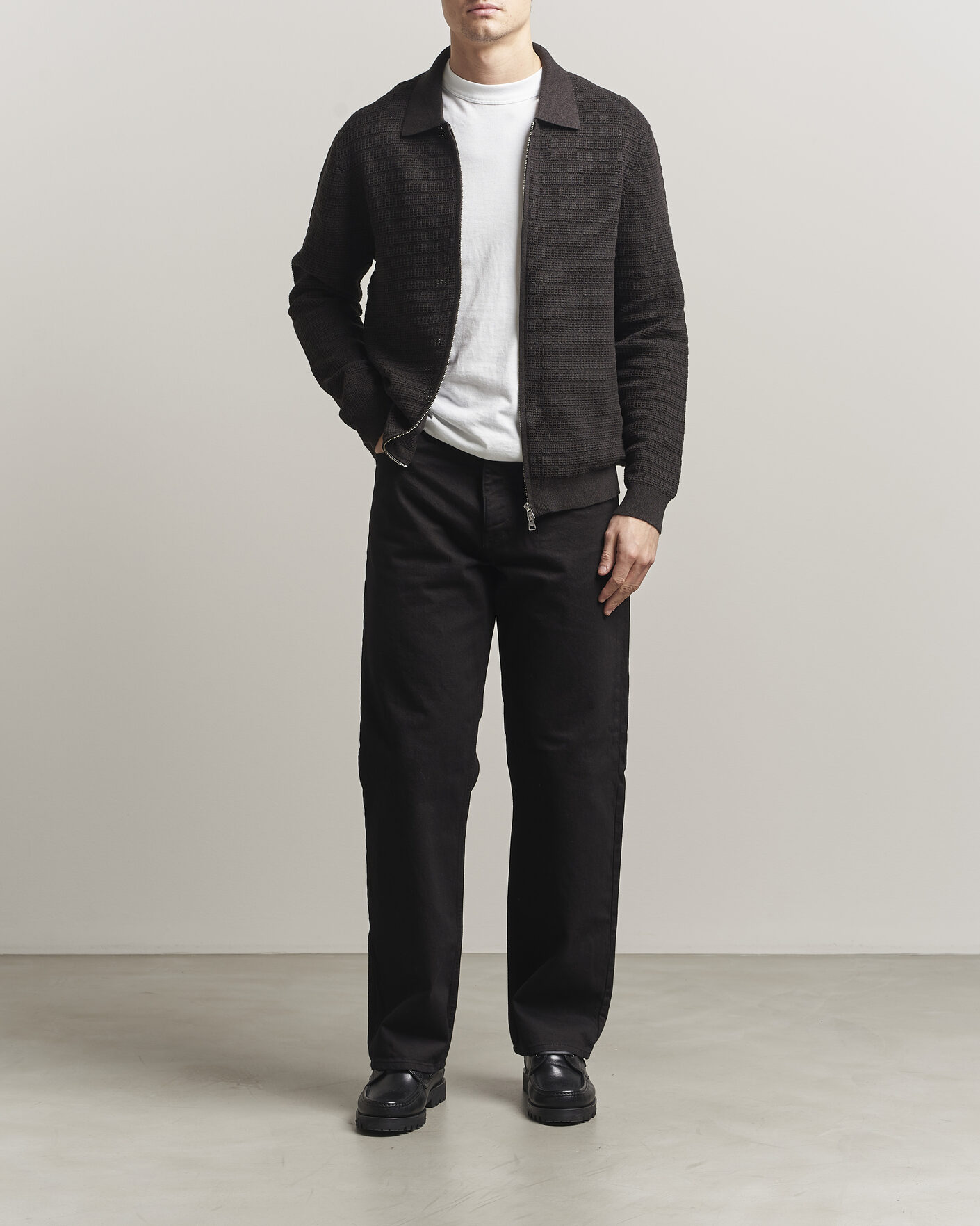 Herr | Tröjor | NN07 | Gustav Knitted Full Zip Deep Truffle