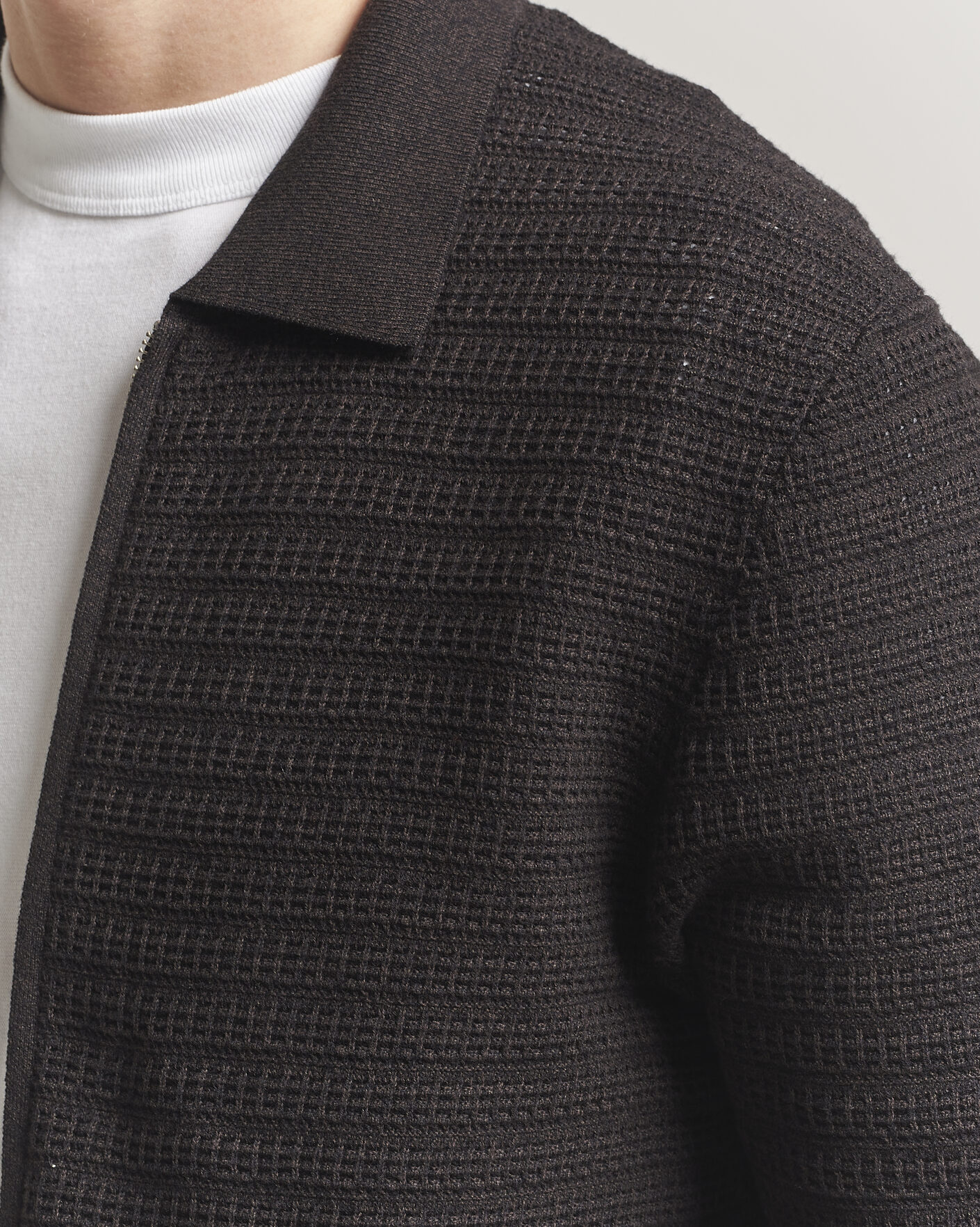 Herr | Tröjor | NN07 | Gustav Knitted Full Zip Deep Truffle