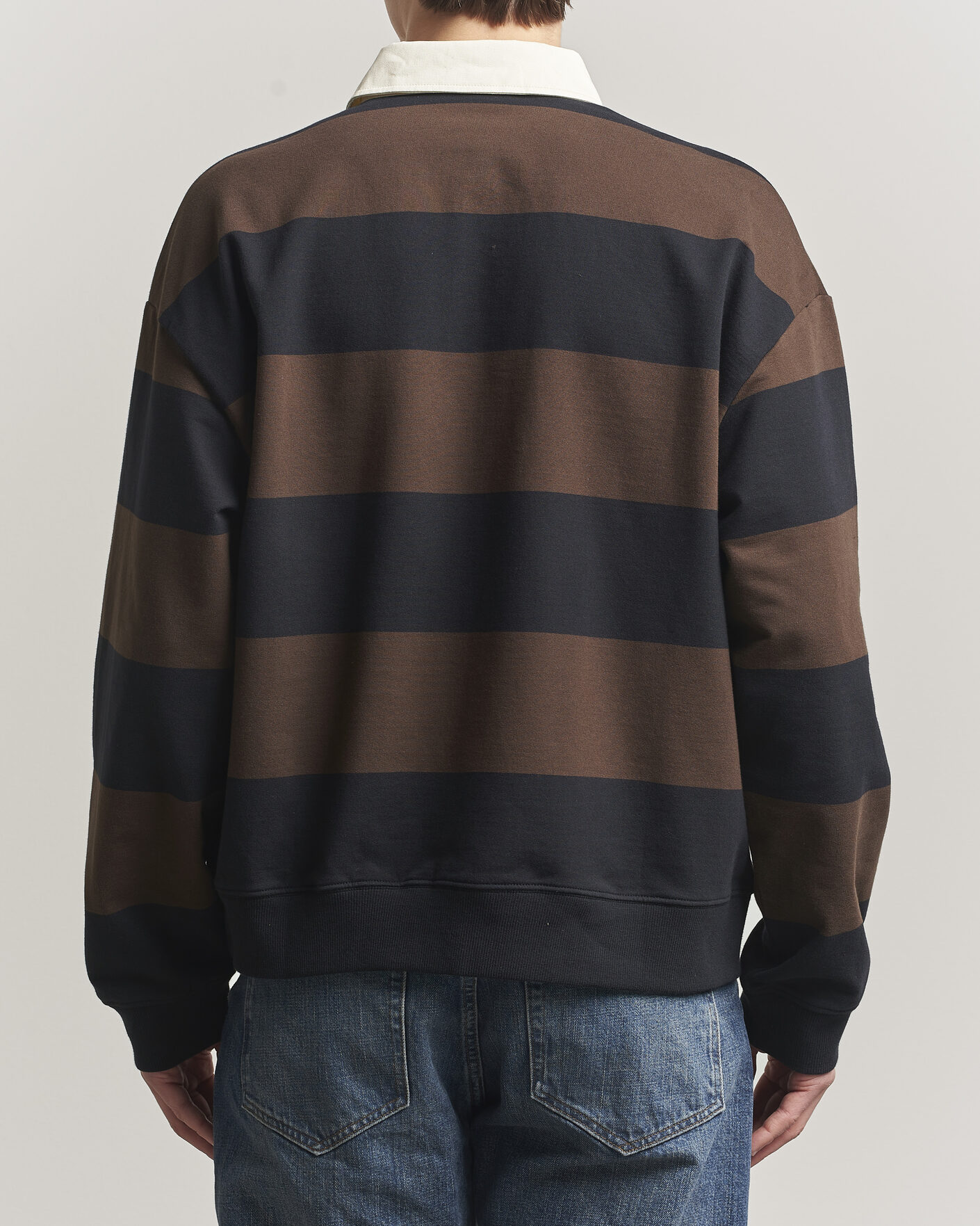 Herr | Tröjor | NN07 | David Rugby Sweater Brown Stripe