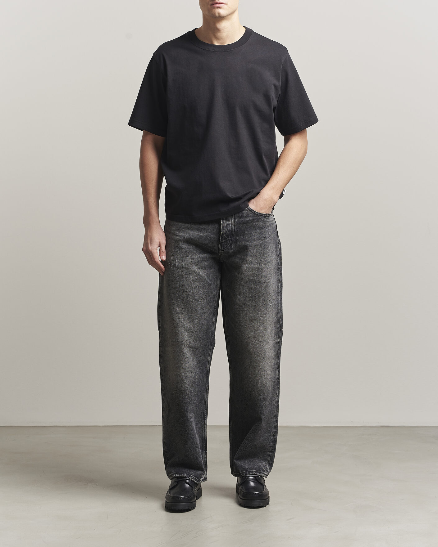 Herr | T-Shirts | NN07 | Jett Washed Crew Neck T-Shirt Black