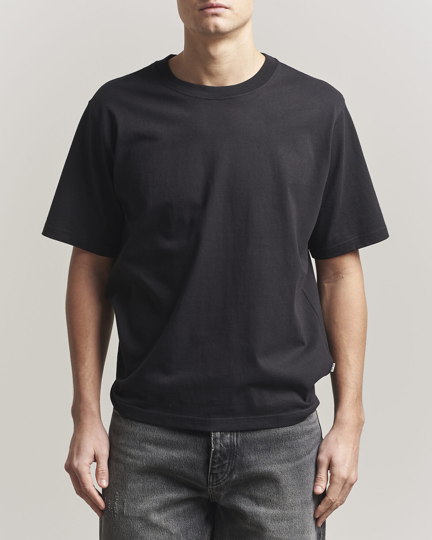 Herr | T-Shirts | NN07 | Jett Washed Crew Neck T-Shirt Black