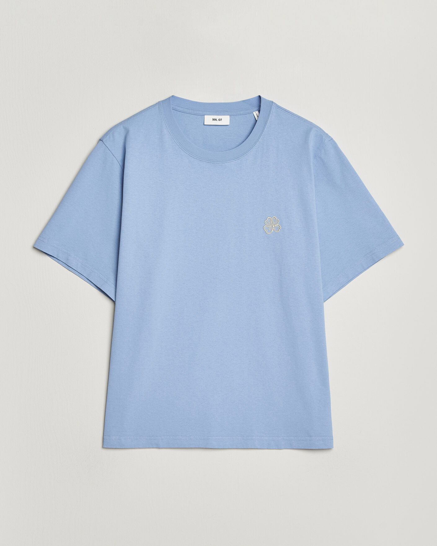 Herr | T-Shirts | NN07 | Jett Embroidered Crew Neck T-Shirt Cerulian Blue