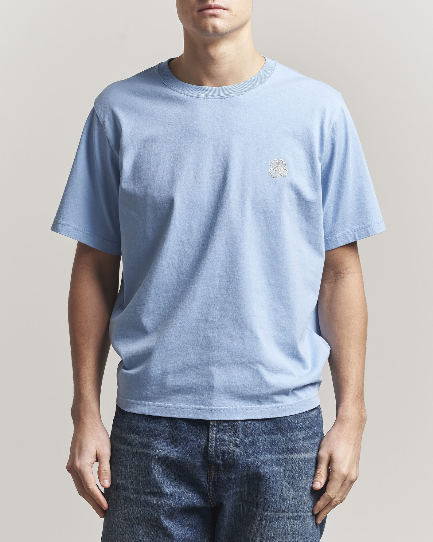 Herr | T-Shirts | NN07 | Jett Embroidered Crew Neck T-Shirt Cerulian Blue