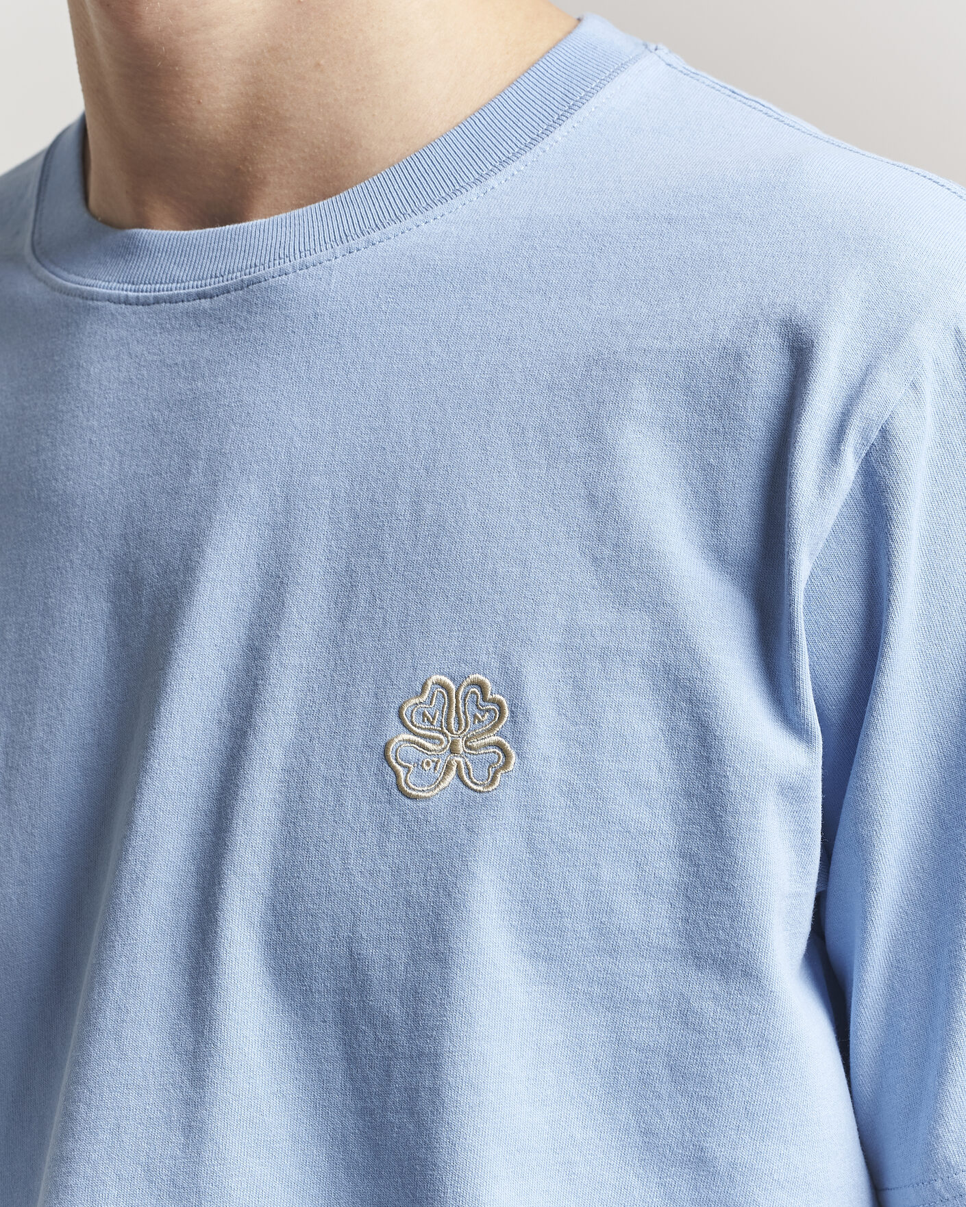 Herr | T-Shirts | NN07 | Jett Embroidered Crew Neck T-Shirt Cerulian Blue