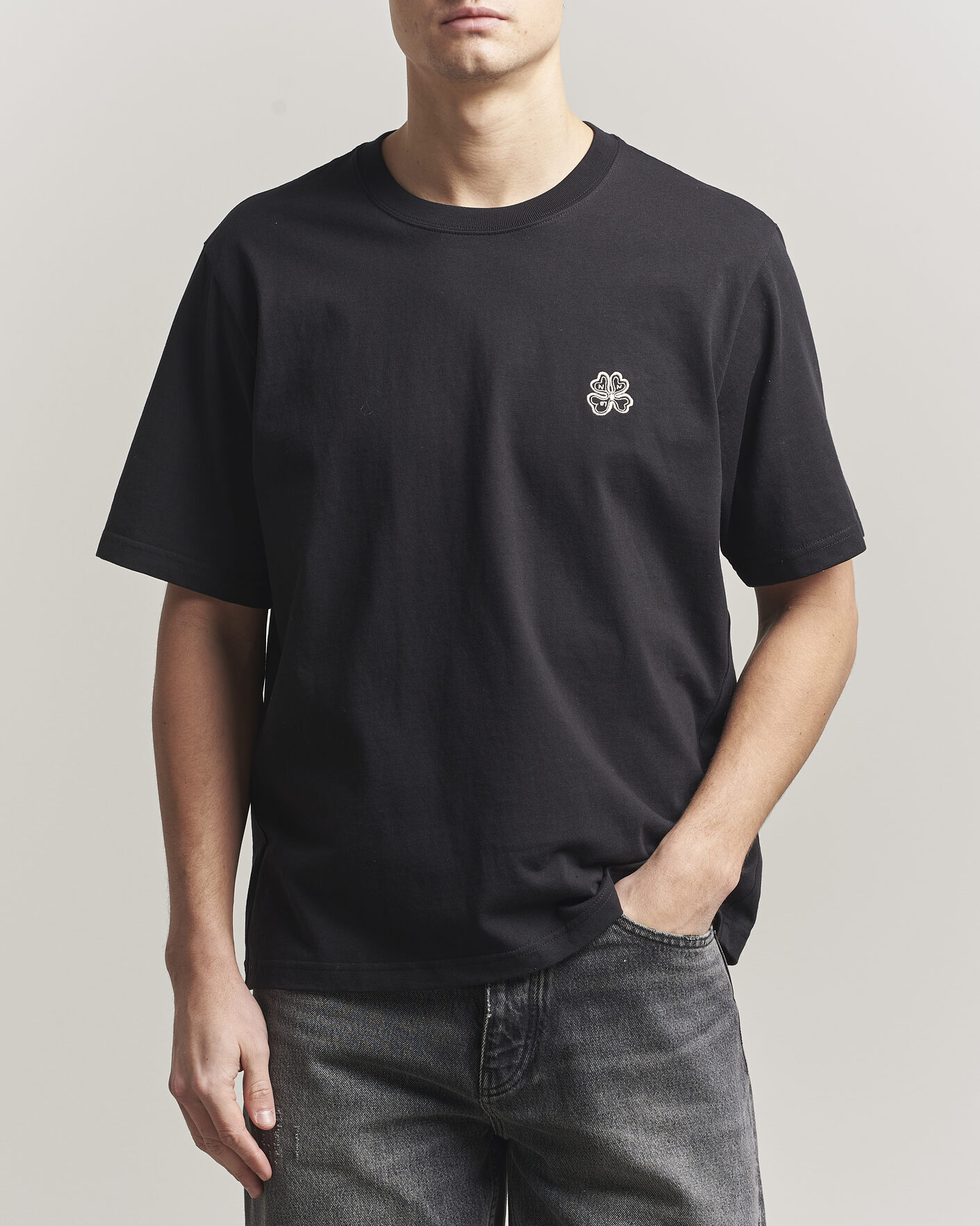 Herr | T-Shirts | NN07 | Jett Embroidered Crew Neck T-Shirt Black