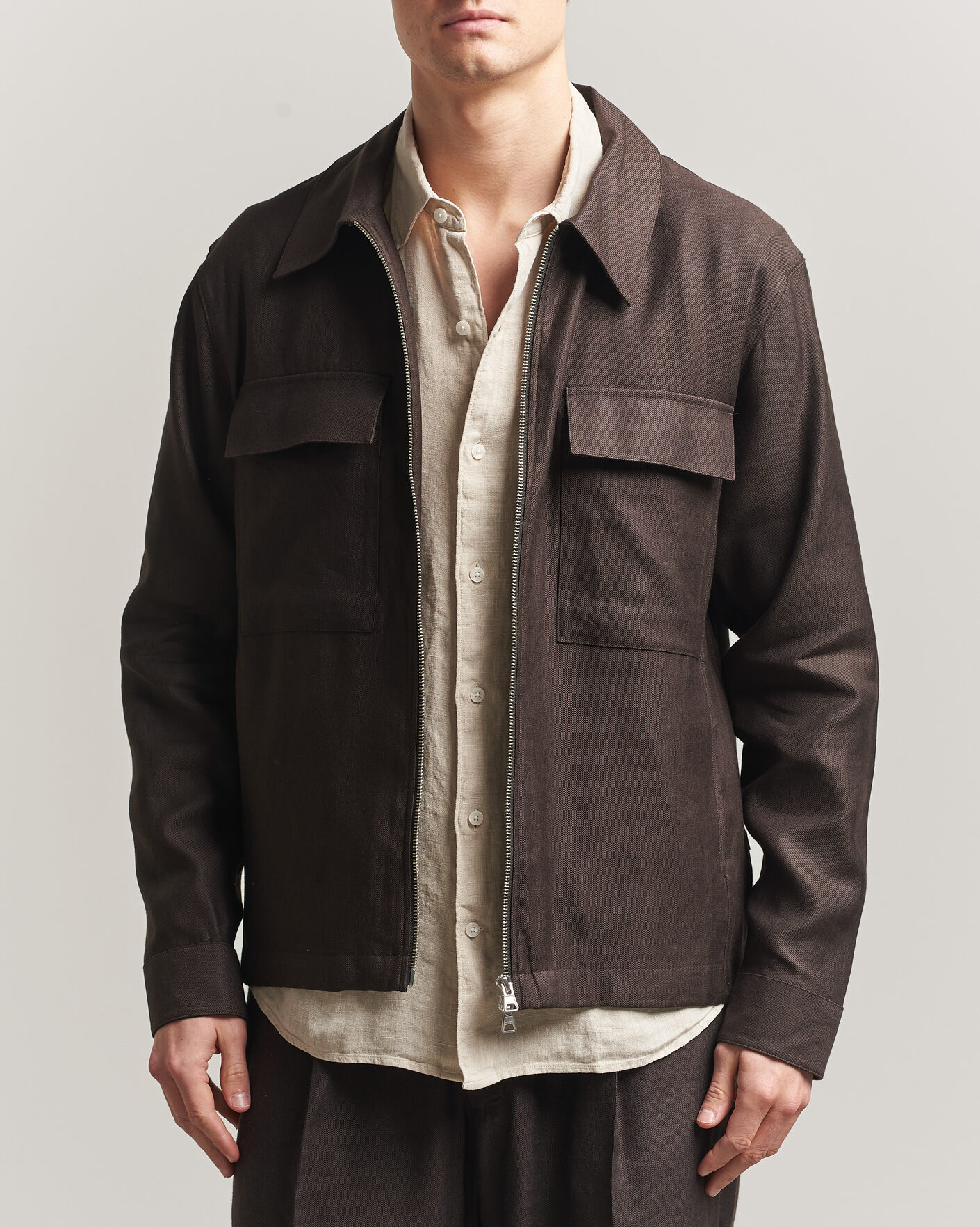Herr | Skjortor | NN07 | Alban Linen/Viscose Overshirt Deep Truffle