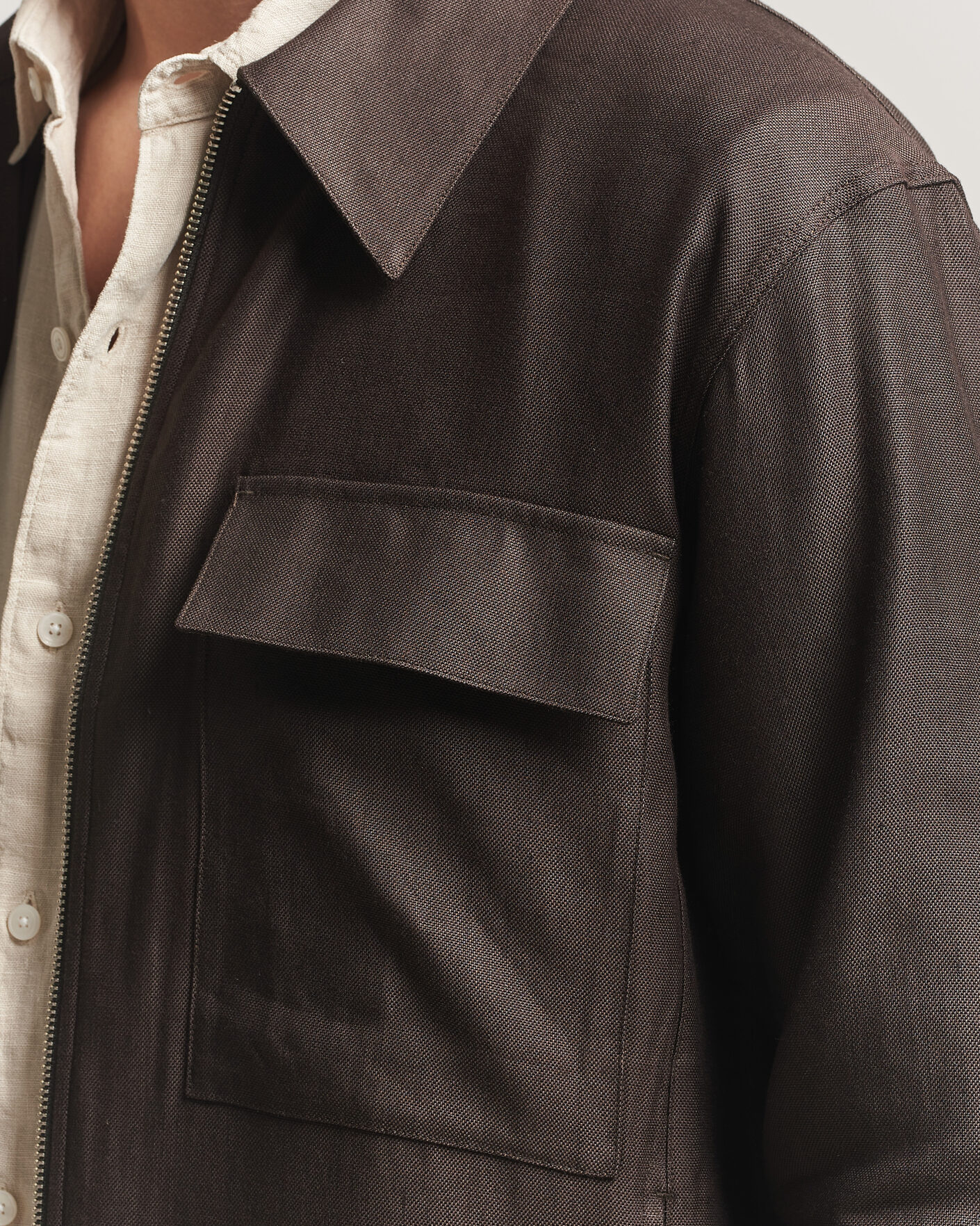 Herr | Skjortor | NN07 | Alban Linen/Viscose Overshirt Deep Truffle
