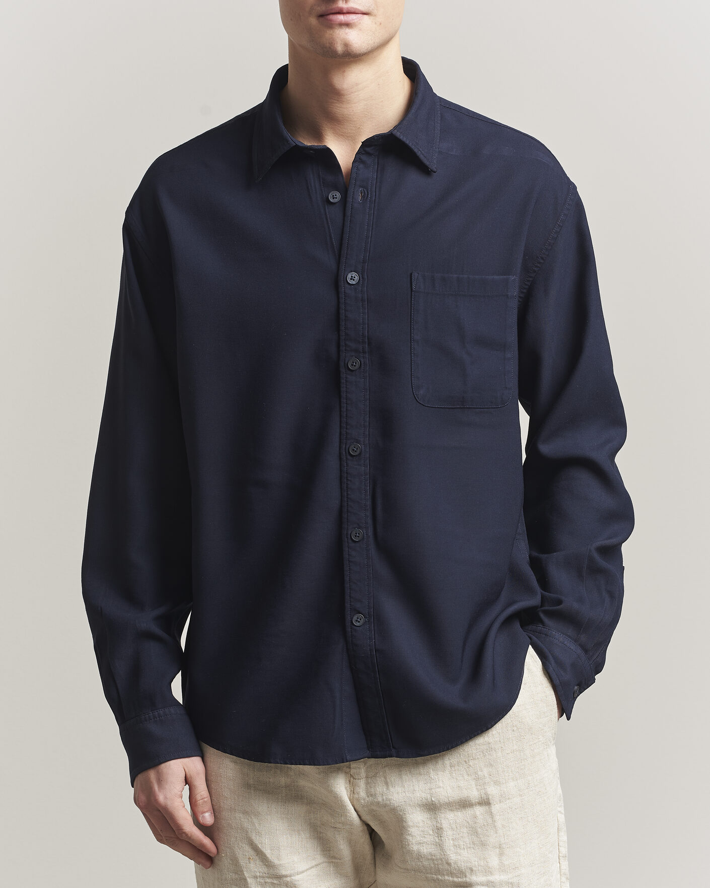 Herr | Skjortor | NN07 | Deon Tencel Shirt Navy Blue