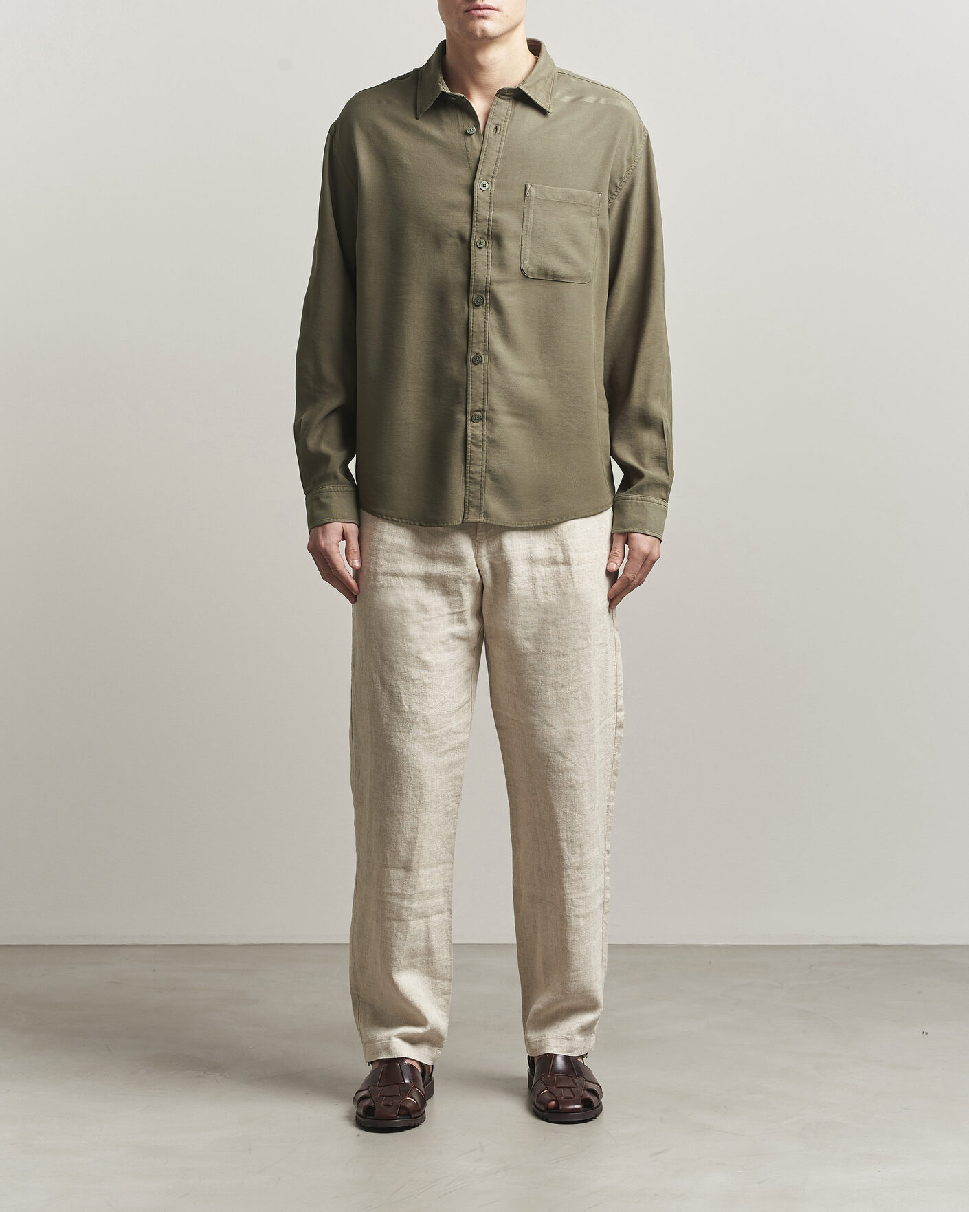 Herr | Skjortor | NN07 | Deon Tencel Shirt Capers Green