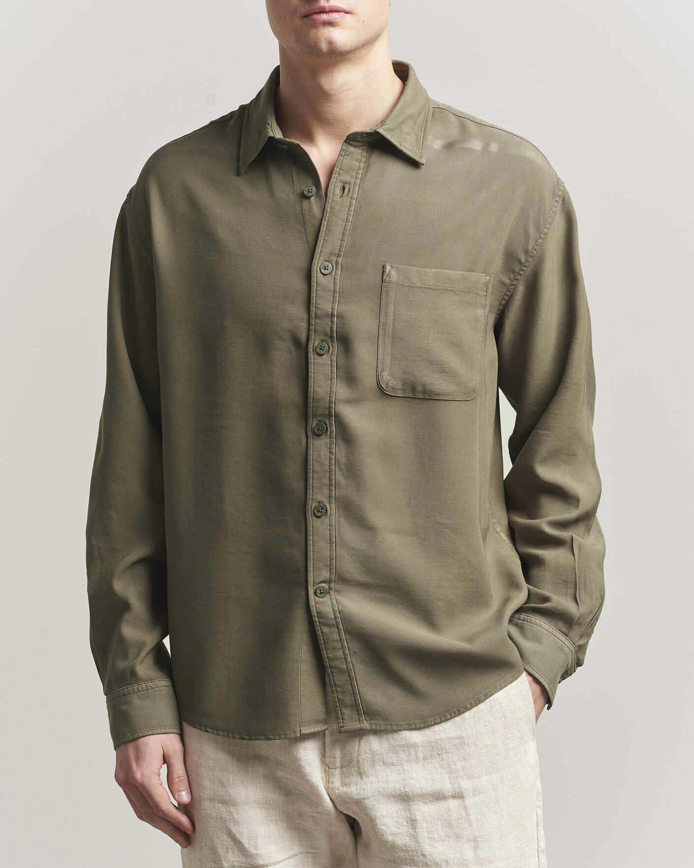 Herr | Skjortor | NN07 | Deon Tencel Shirt Capers Green