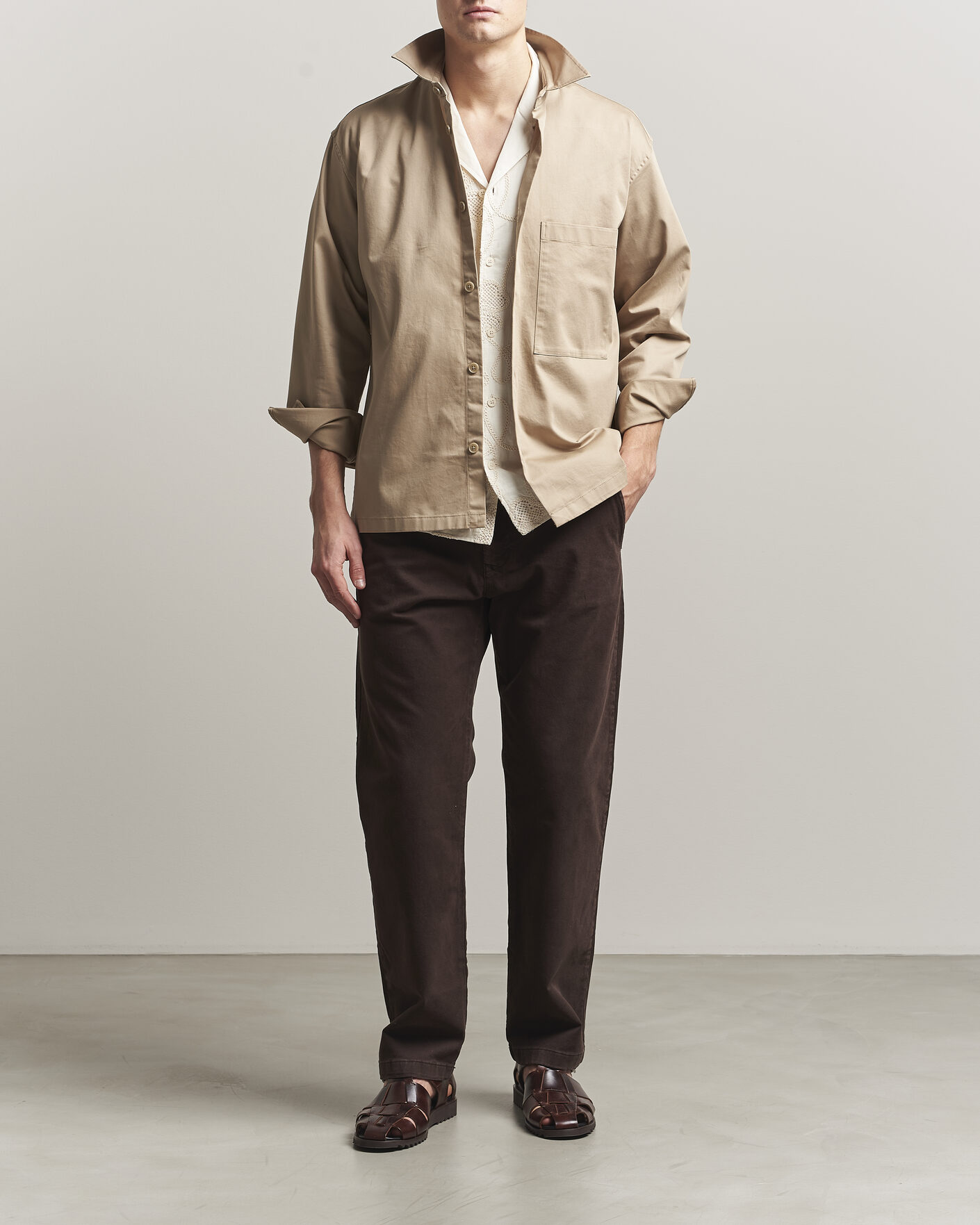 Herr | Skjortor | NN07 | Freddy Cotton Overshirt Desert Khaki