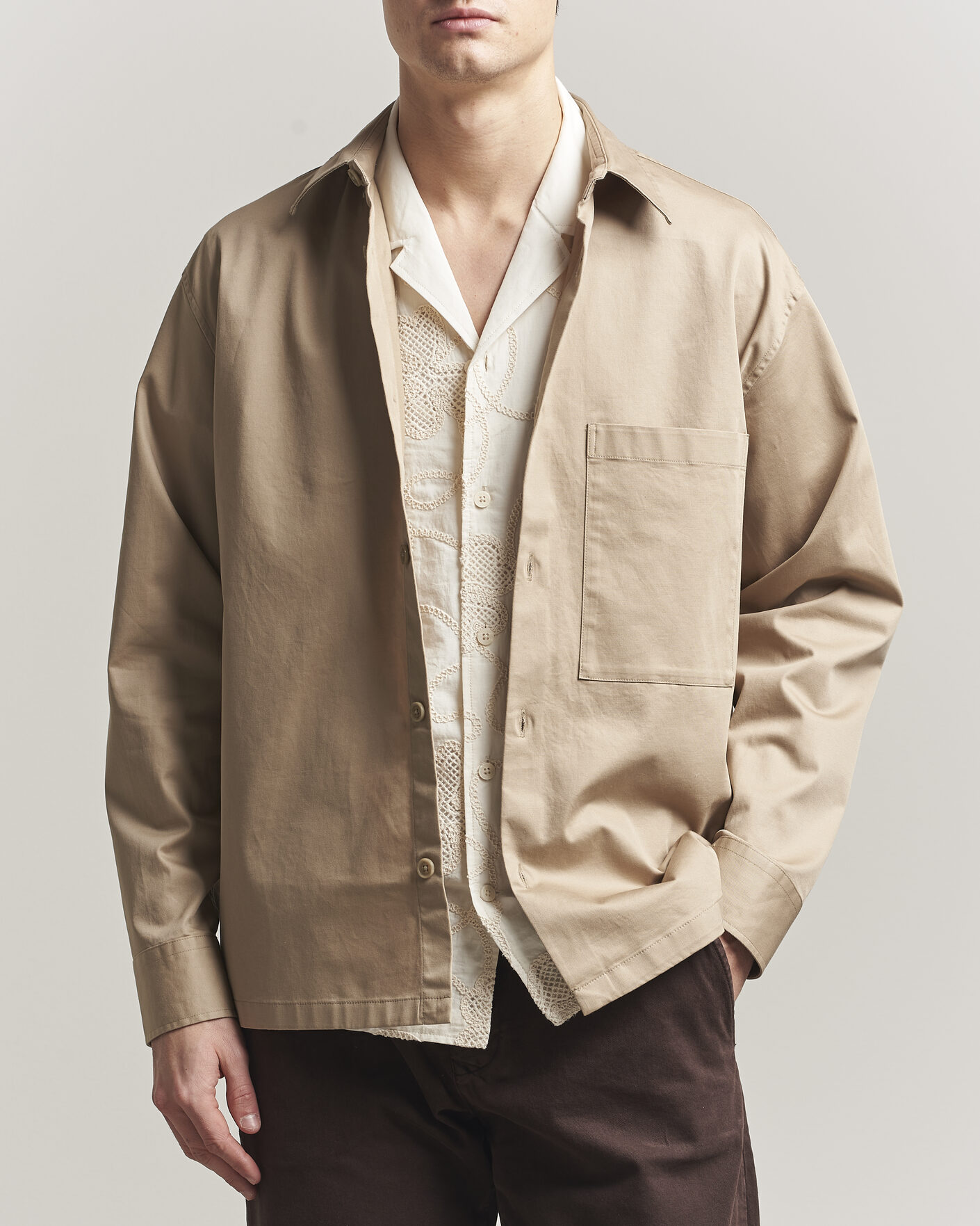 Herr | Skjortor | NN07 | Freddy Cotton Overshirt Desert Khaki