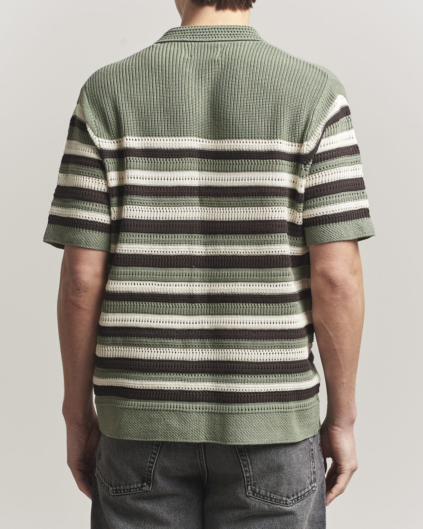 Herr | Skjortor | NN07 | Lars Knitted Short Sleeve Shirt Sea Spray Green