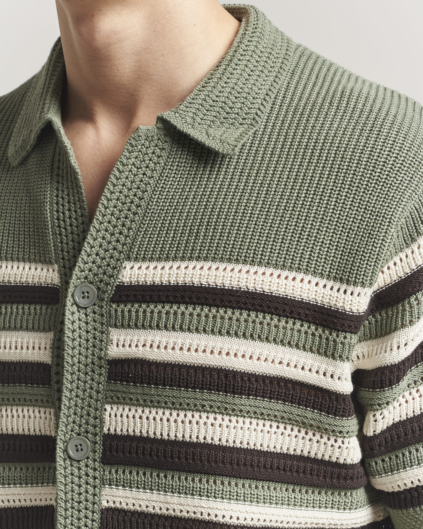 Herr | Skjortor | NN07 | Lars Knitted Short Sleeve Shirt Sea Spray Green