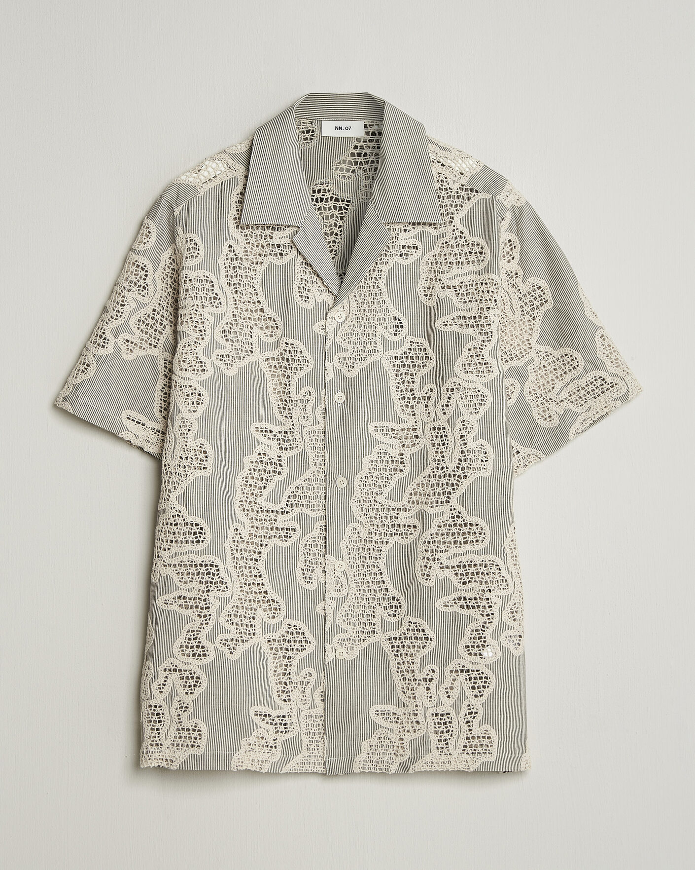 Herr | Skjortor | NN07 | Julio Flower Short Sleeve Shirt Deep Truffle