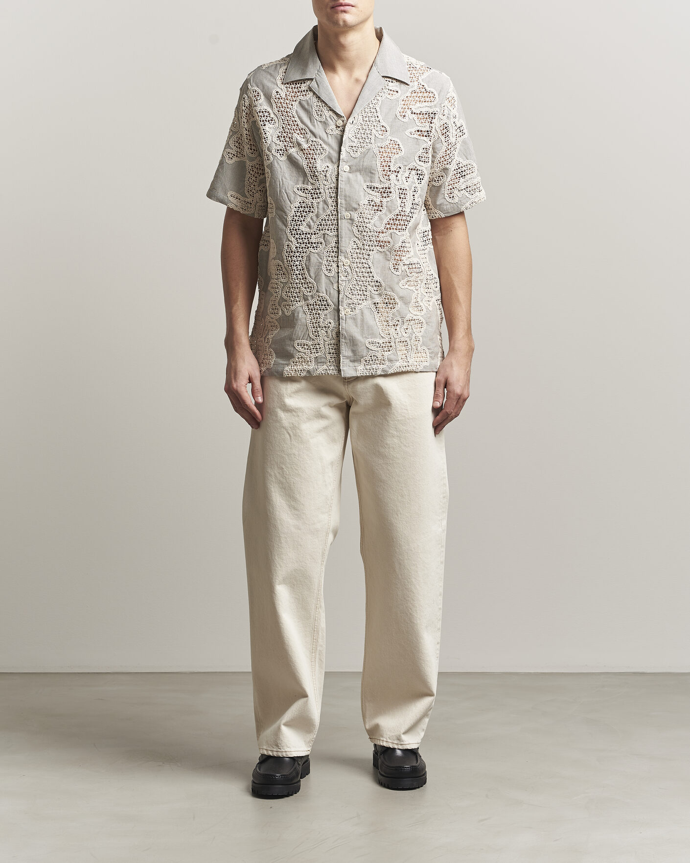 Herr | Skjortor | NN07 | Julio Flower Short Sleeve Shirt Deep Truffle