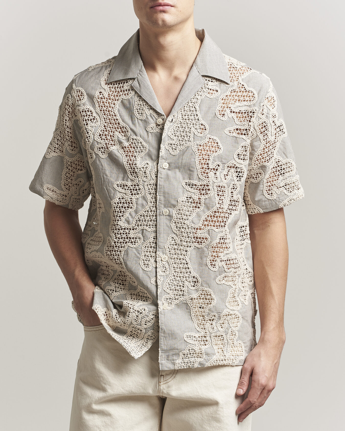 Herr | Skjortor | NN07 | Julio Flower Short Sleeve Shirt Deep Truffle