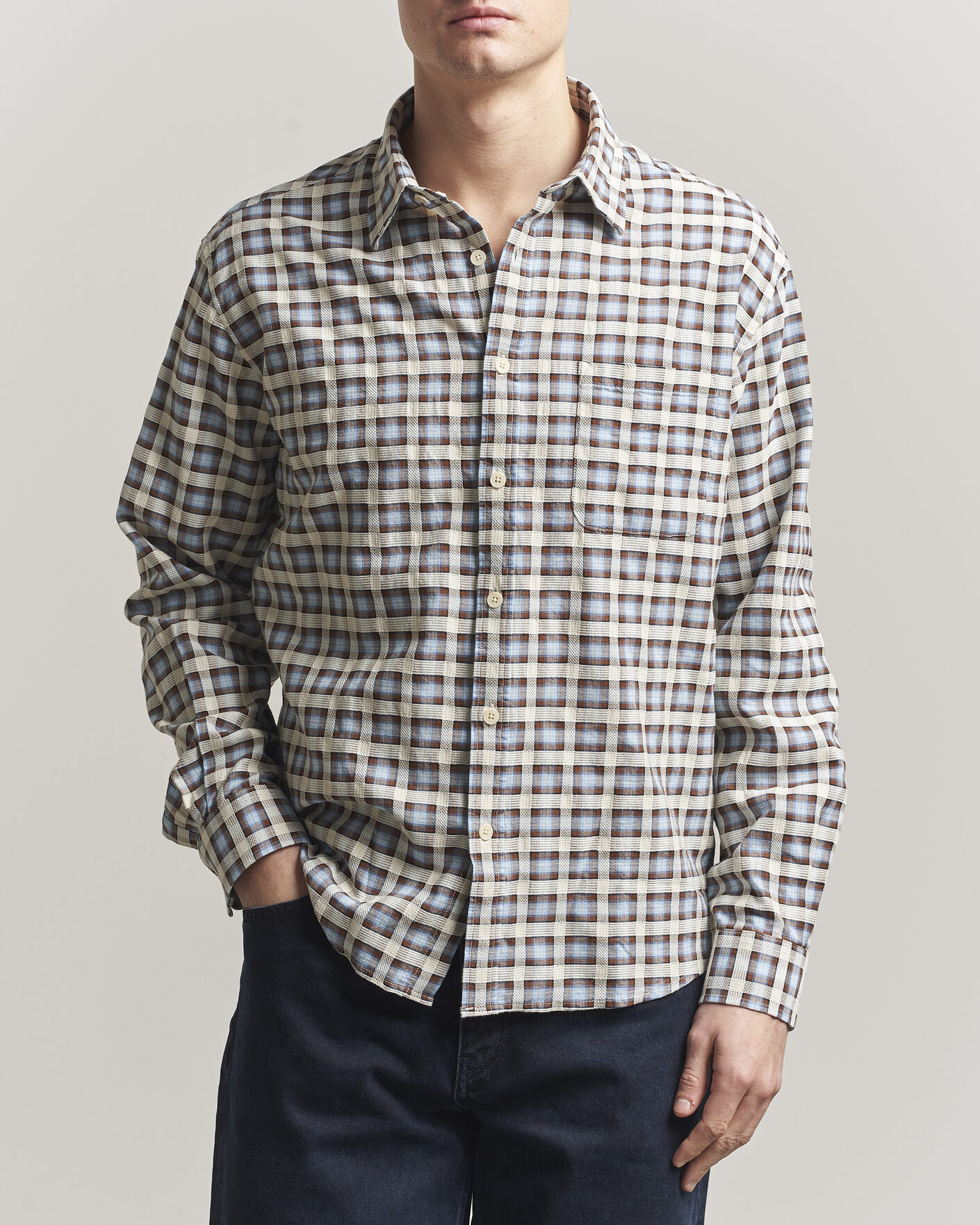 Herr | Skjortor | NN07 | Deon Checked Shirt Blue