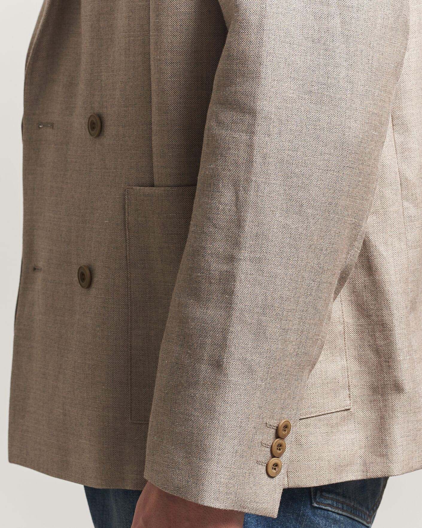 Herr | Kavajer | NN07 | Jordin Linen/Wool Double Breasted Blazer Khaki Melange