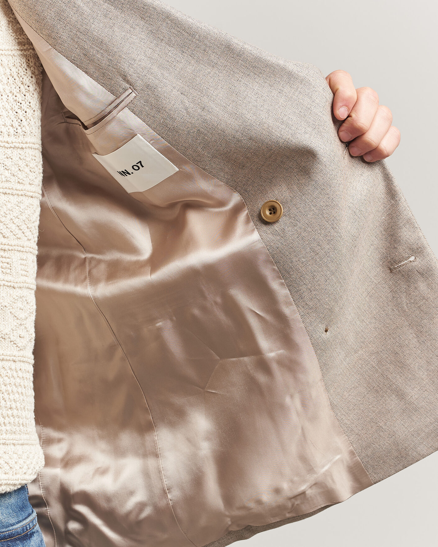 Herr | Kavajer | NN07 | Jordin Linen/Wool Double Breasted Blazer Khaki Melange