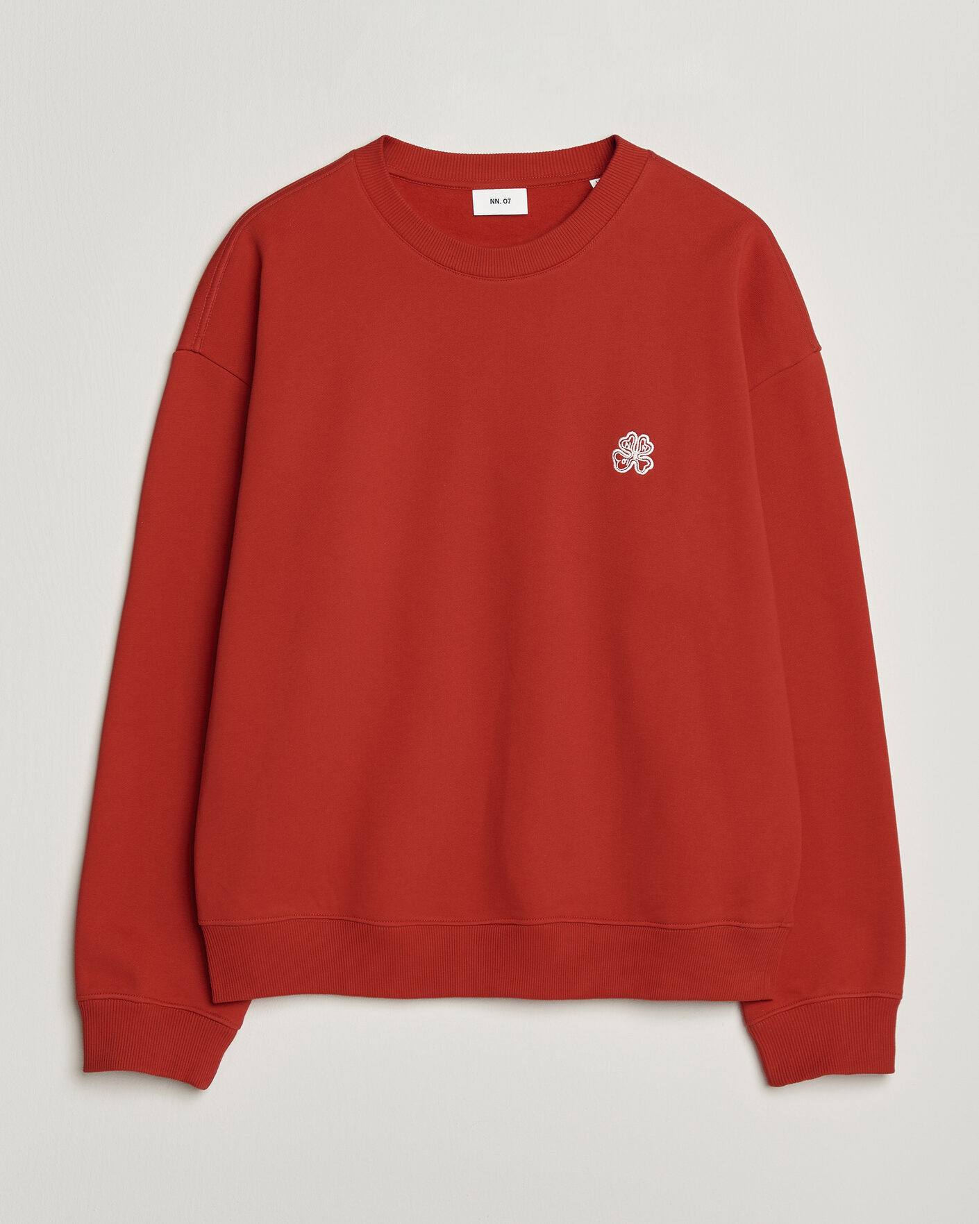 Herr | Tröjor | NN07 | David Embroidered Crew Neck Sweatshirt Chili Red