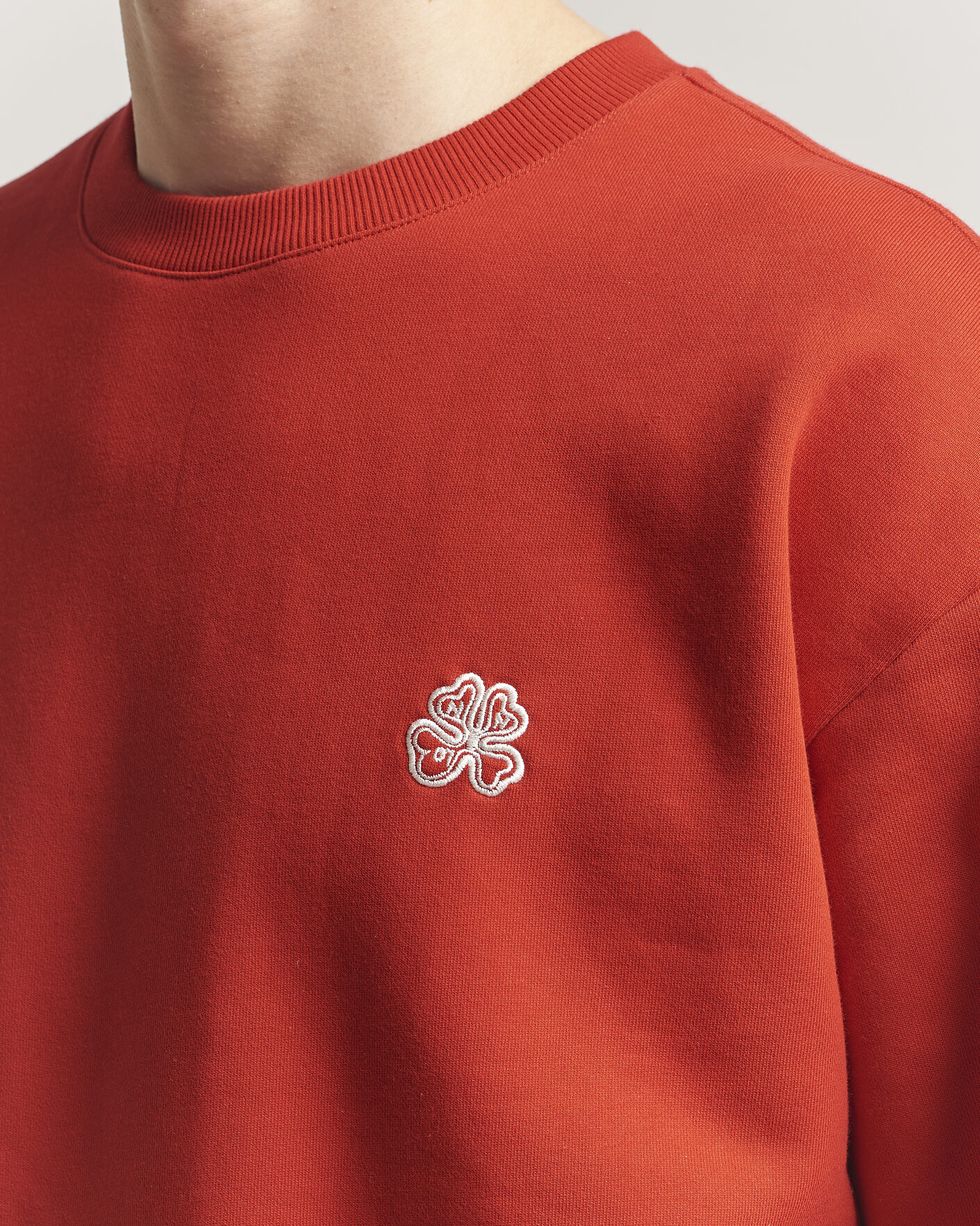 Herr | Tröjor | NN07 | David Embroidered Crew Neck Sweatshirt Chili Red