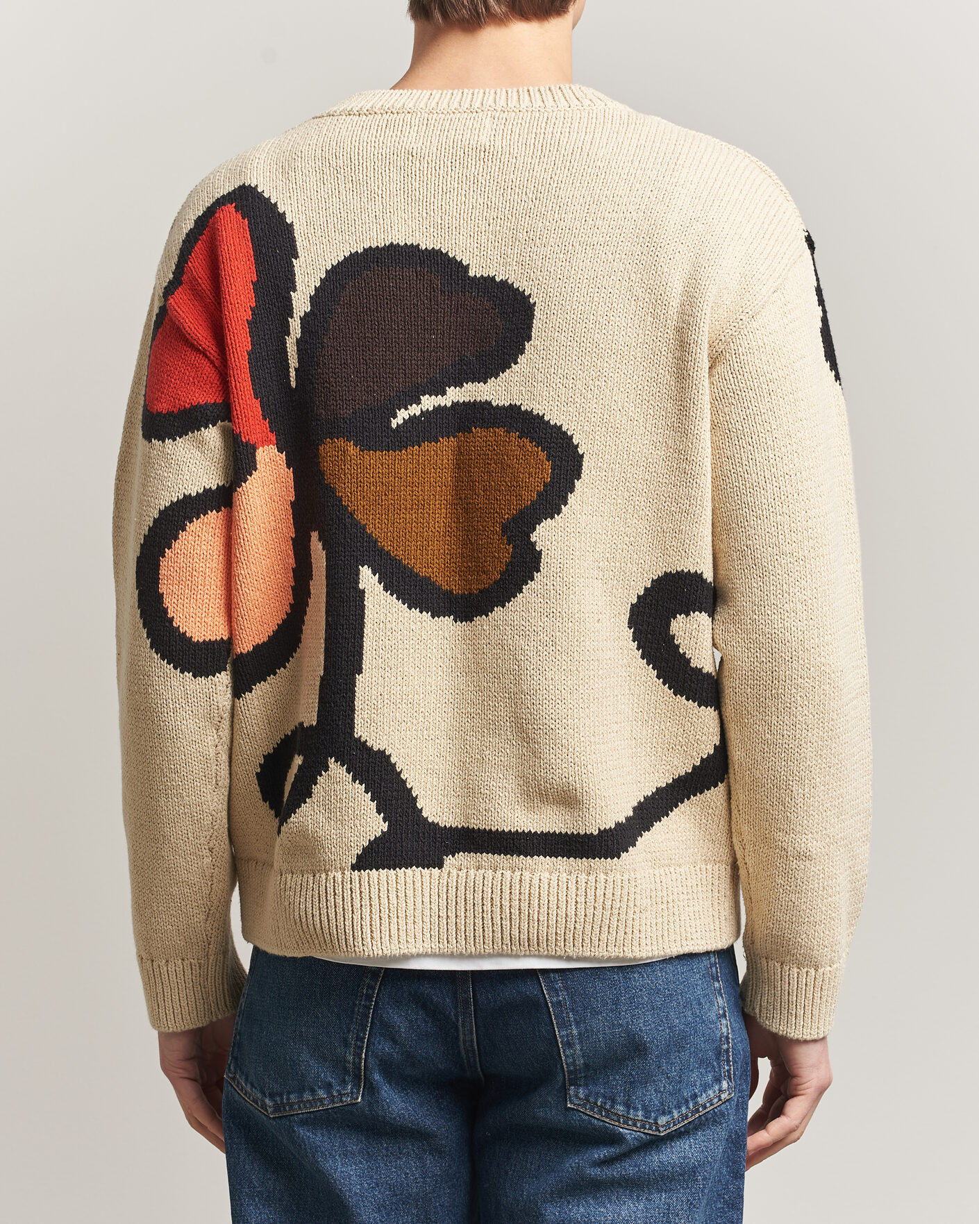 Herr | Tröjor | NN07 | Todd Printed Flower Sweater Ecru Multi