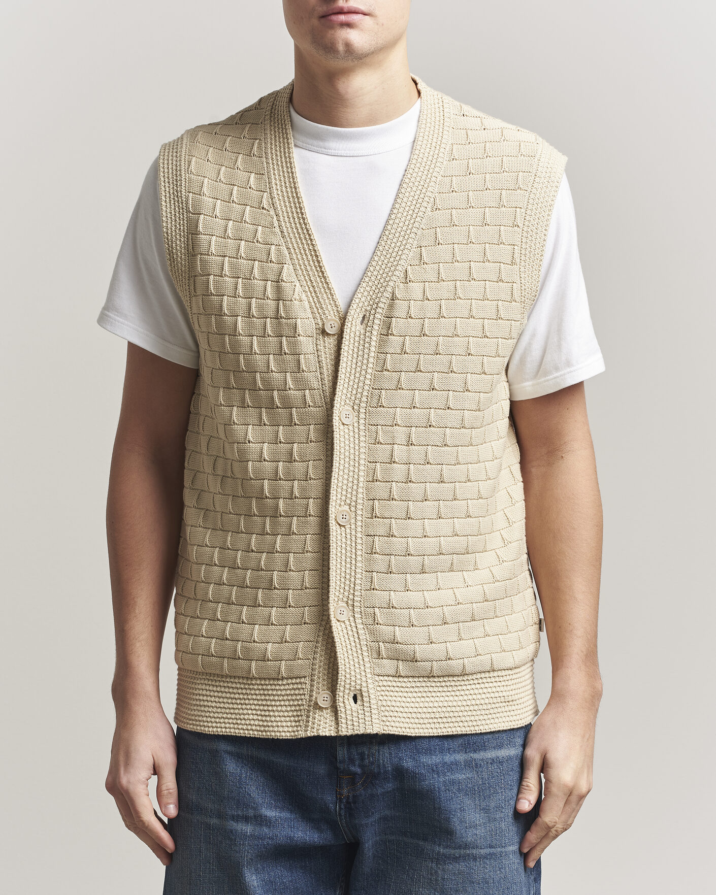 Herr | Tröjor | NN07 | Reece Knitted Vest Ecru