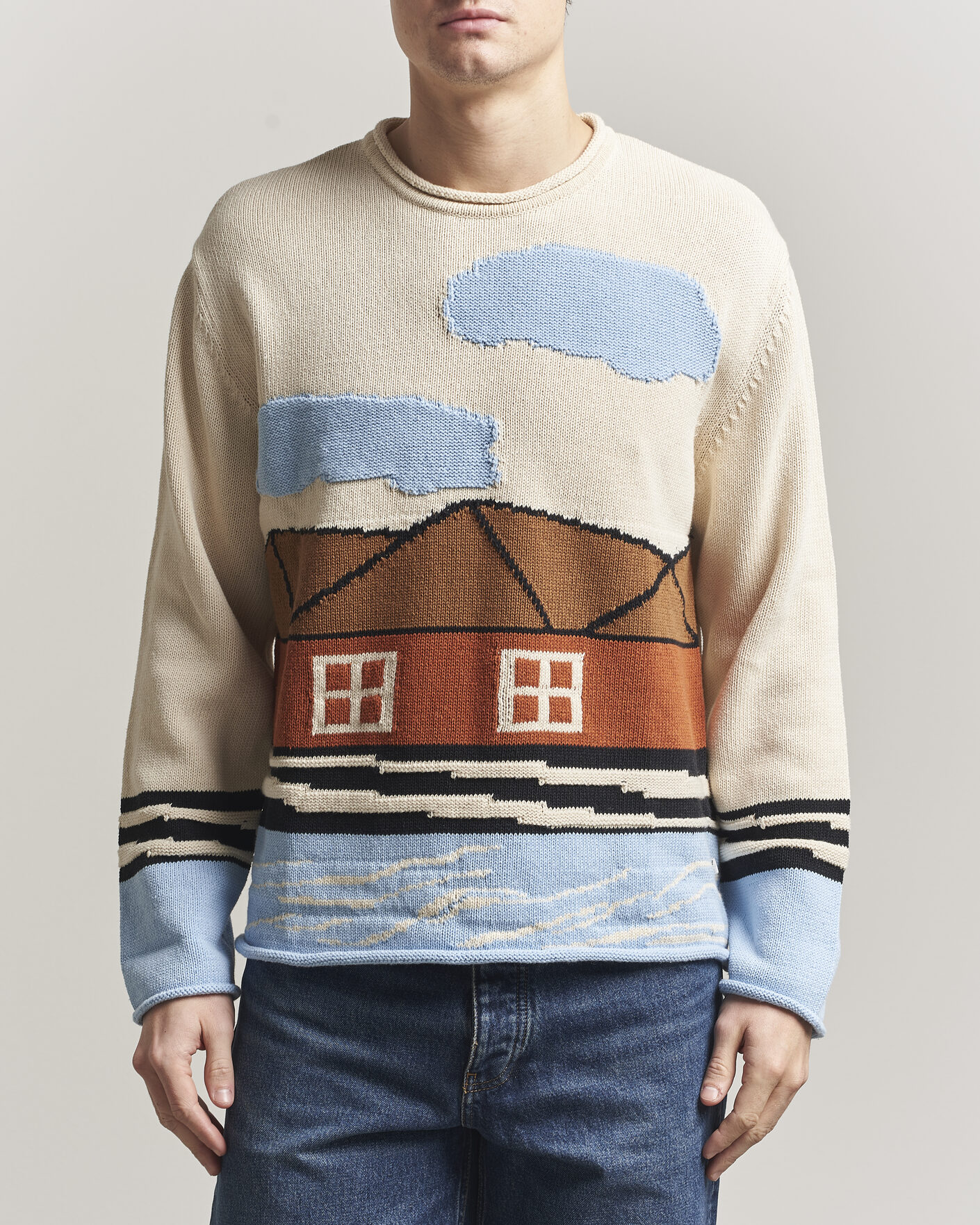Herr | Tröjor | NN07 | Mikkel Knitted HQ Printed Sweater Multi