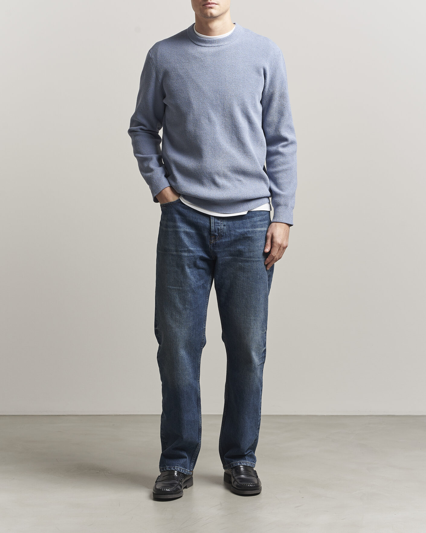 Herr | Tröjor | NN07 | Danny Knitted Sweater Stone Blue