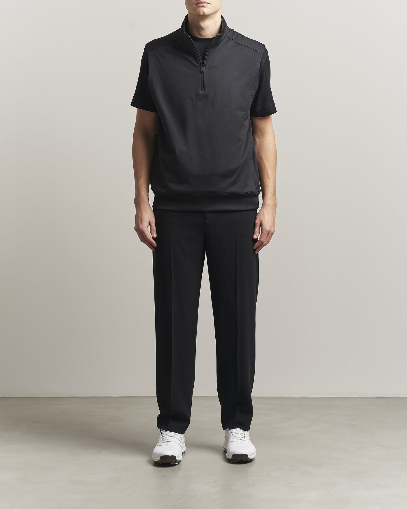 Herr | Västar | RLX Ralph Lauren | Half-Zip Luxury Jersey Vest Polo Black