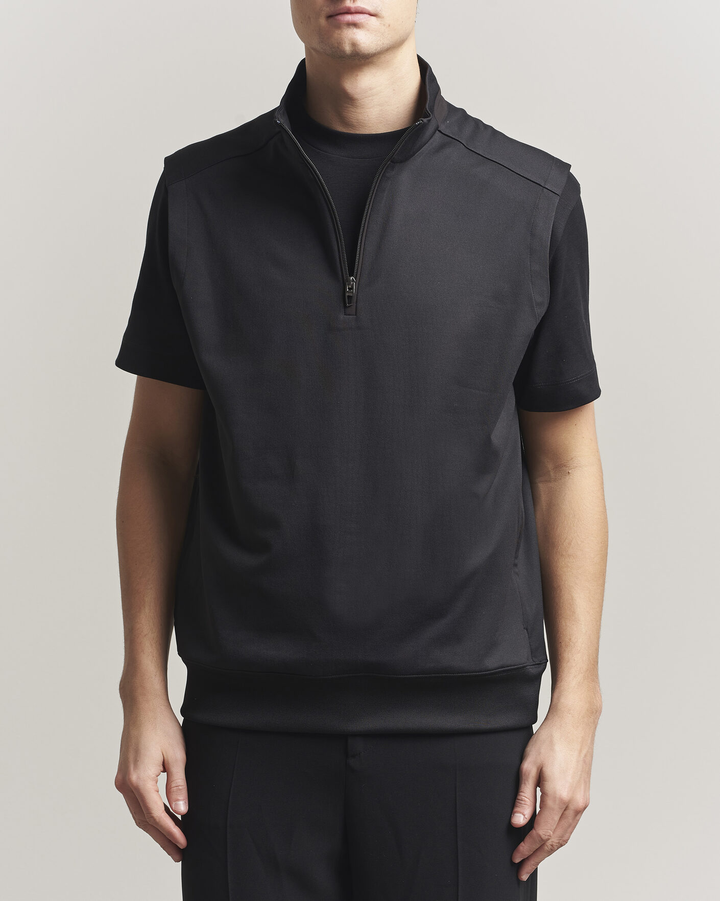 Herr | Västar | RLX Ralph Lauren | Half-Zip Luxury Jersey Vest Polo Black