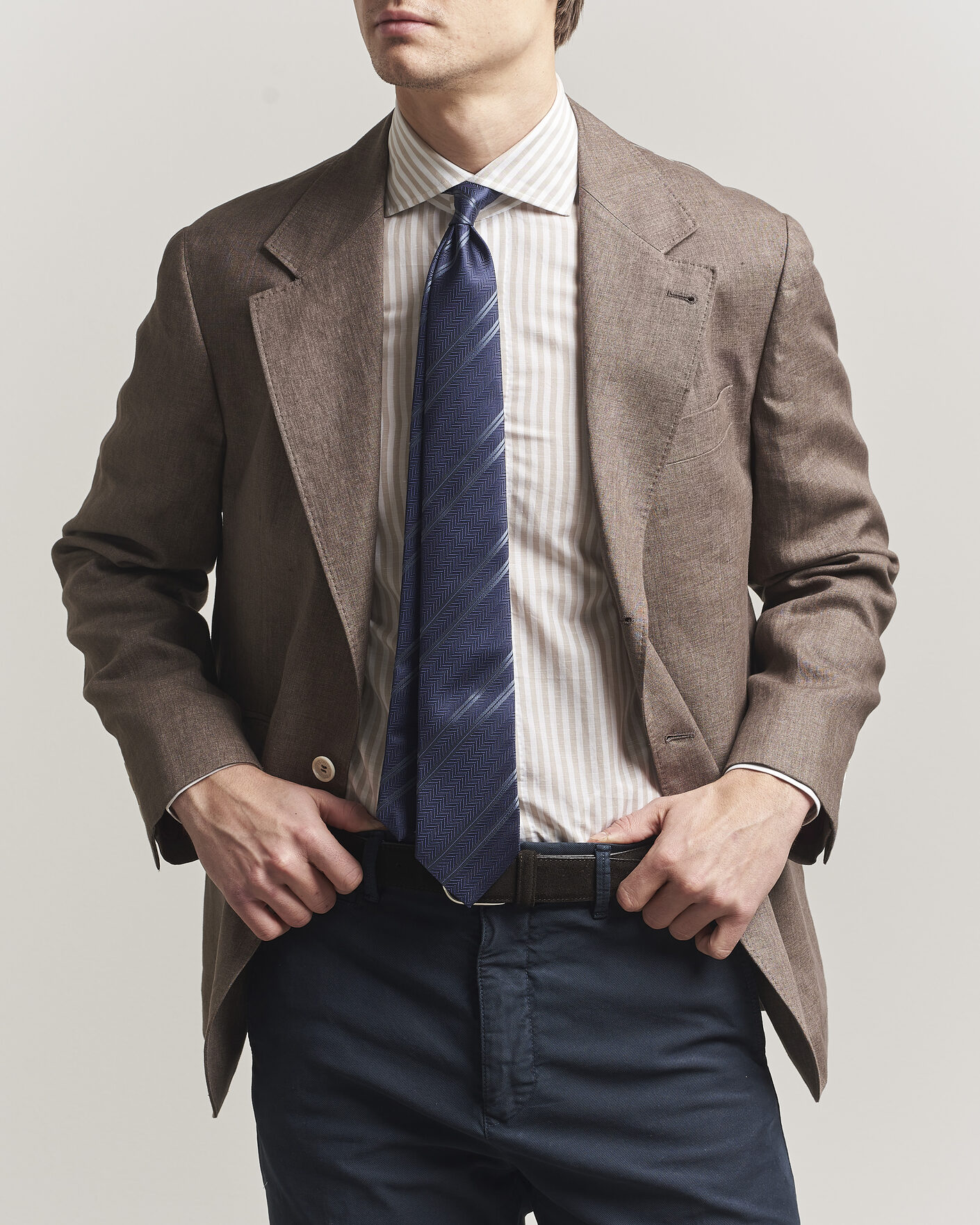 Herr | Kavajer | Brunello Cucinelli | Linen Blazer Dark Brown