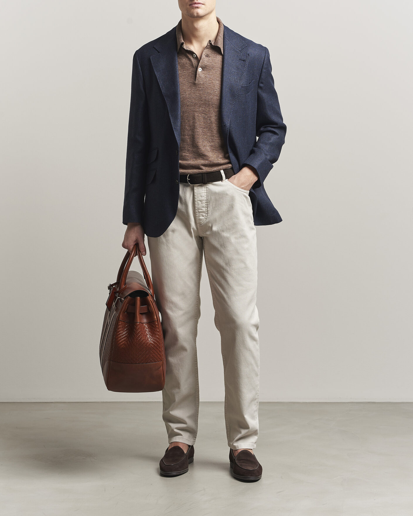 Herr | Byxor | Brunello Cucinelli | Traditional Fit Bull Denim Pants Light Beige