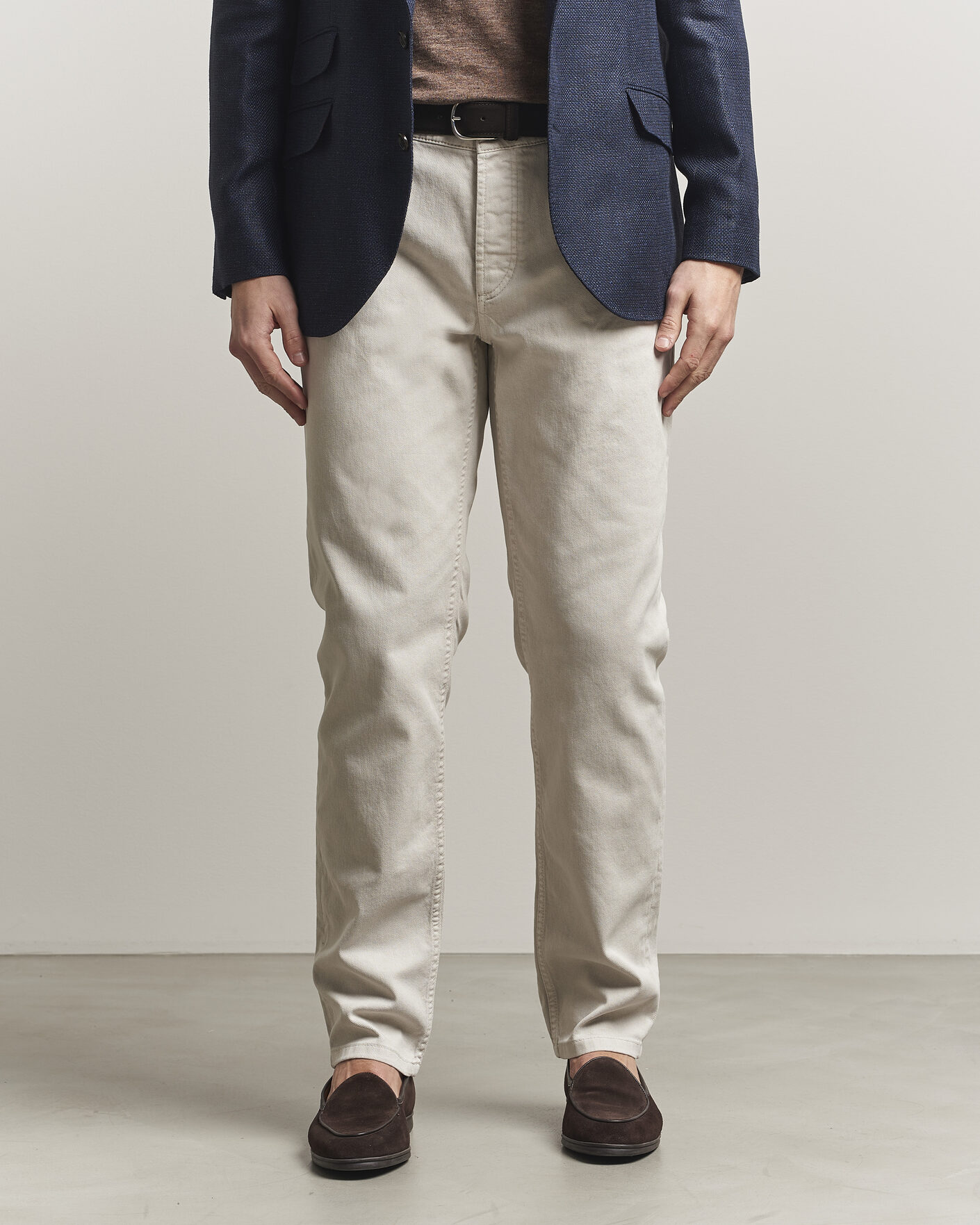 Herr | Byxor | Brunello Cucinelli | Traditional Fit Bull Denim Pants Light Beige