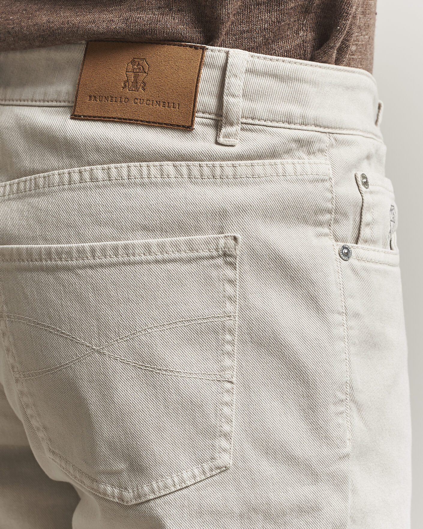 Herr | Byxor | Brunello Cucinelli | Traditional Fit Bull Denim Pants Light Beige