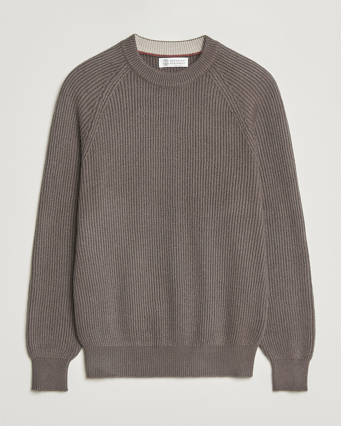 Herr | Tröjor | Brunello Cucinelli | Heavy Cotton Rib Sweater Light Brown