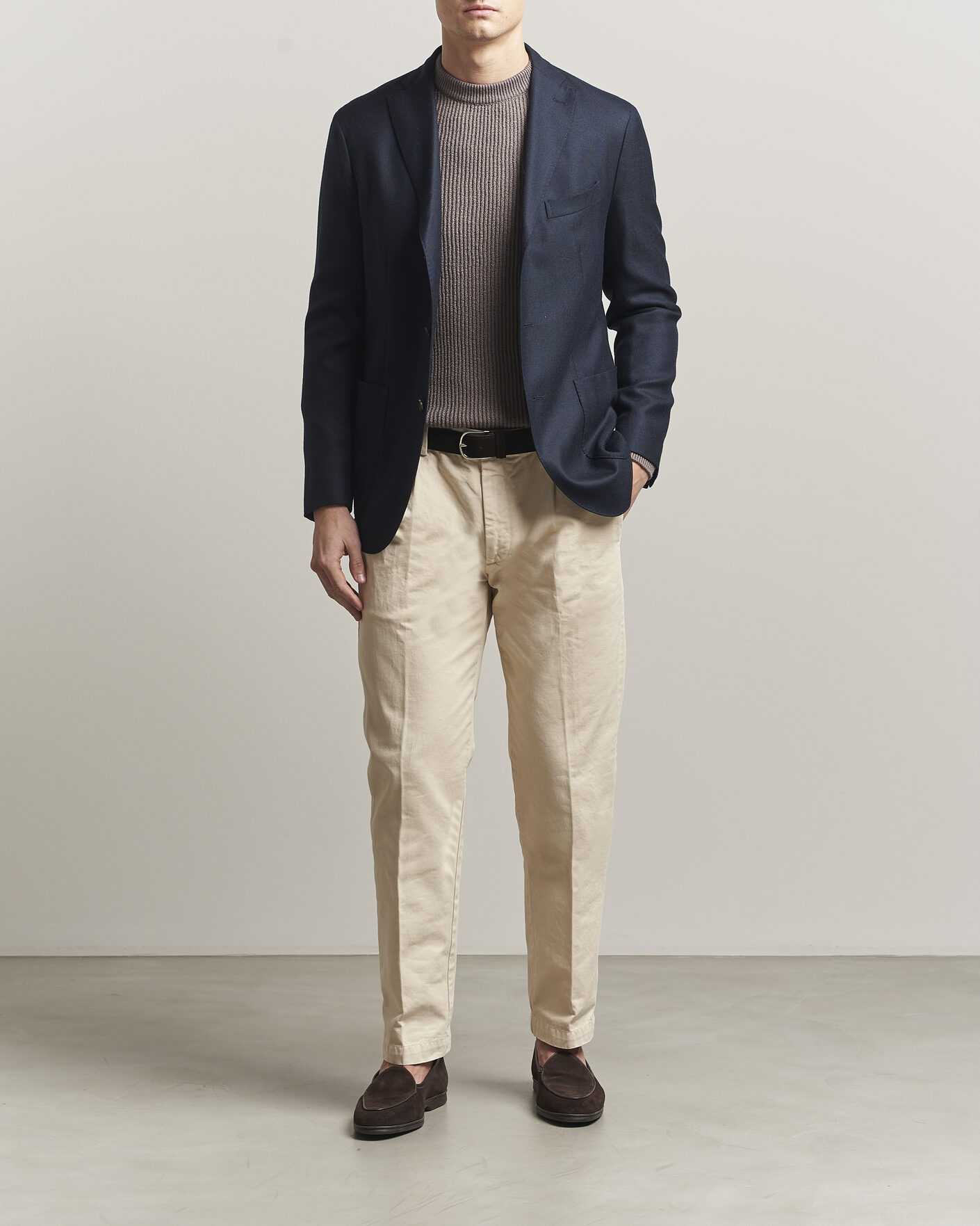 Herr | Tröjor | Brunello Cucinelli | Heavy Cotton Rib Sweater Light Brown