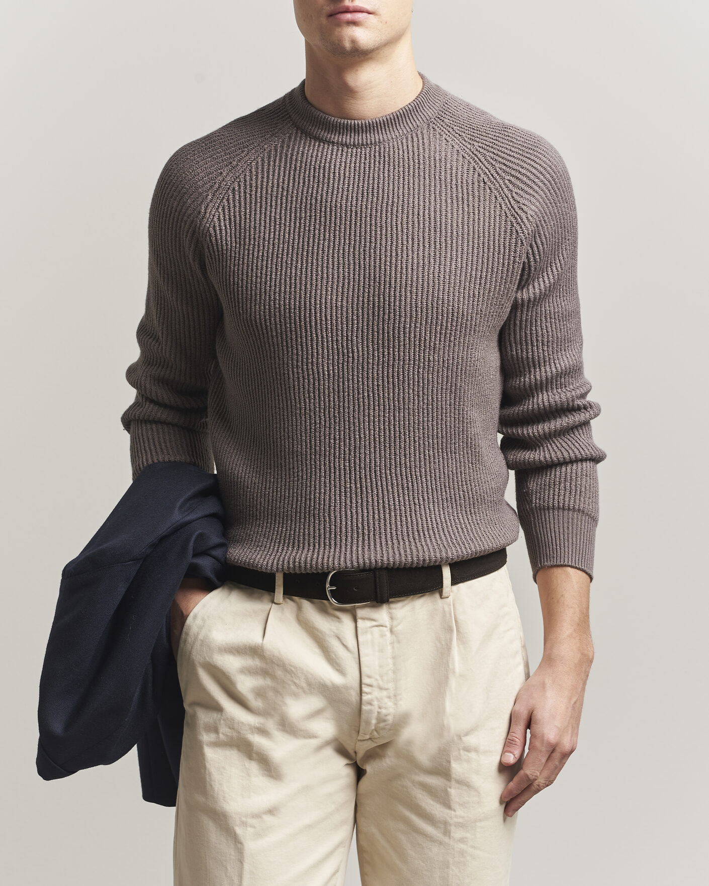 Herr | Tröjor | Brunello Cucinelli | Heavy Cotton Rib Sweater Light Brown