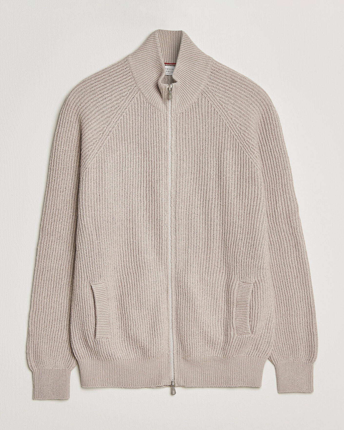 Herr | Tröjor | Brunello Cucinelli | Heavy Cotton Rib Zip Cardigan Beige
