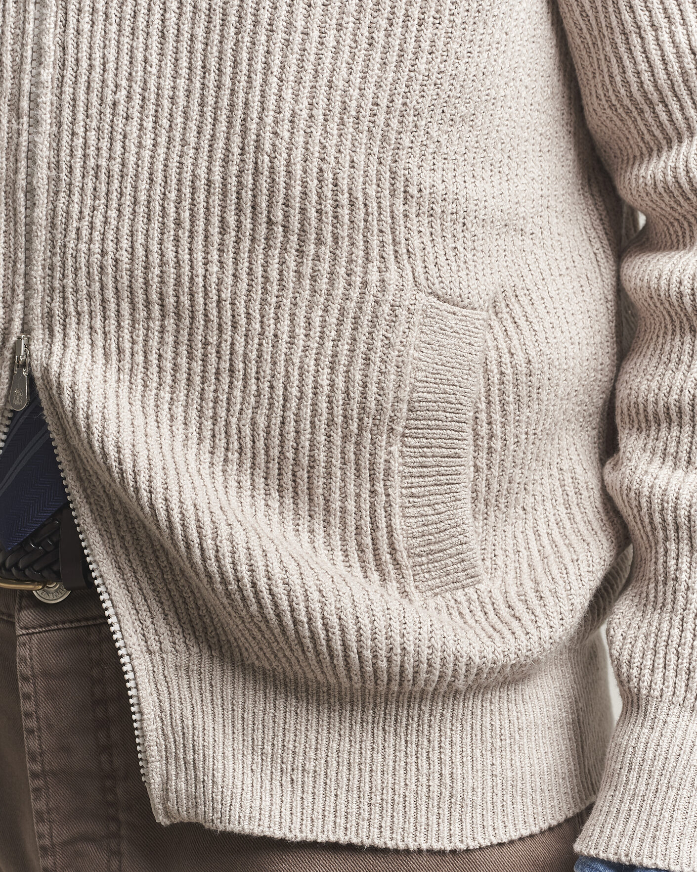 Herr | Tröjor | Brunello Cucinelli | Heavy Cotton Rib Zip Cardigan Beige