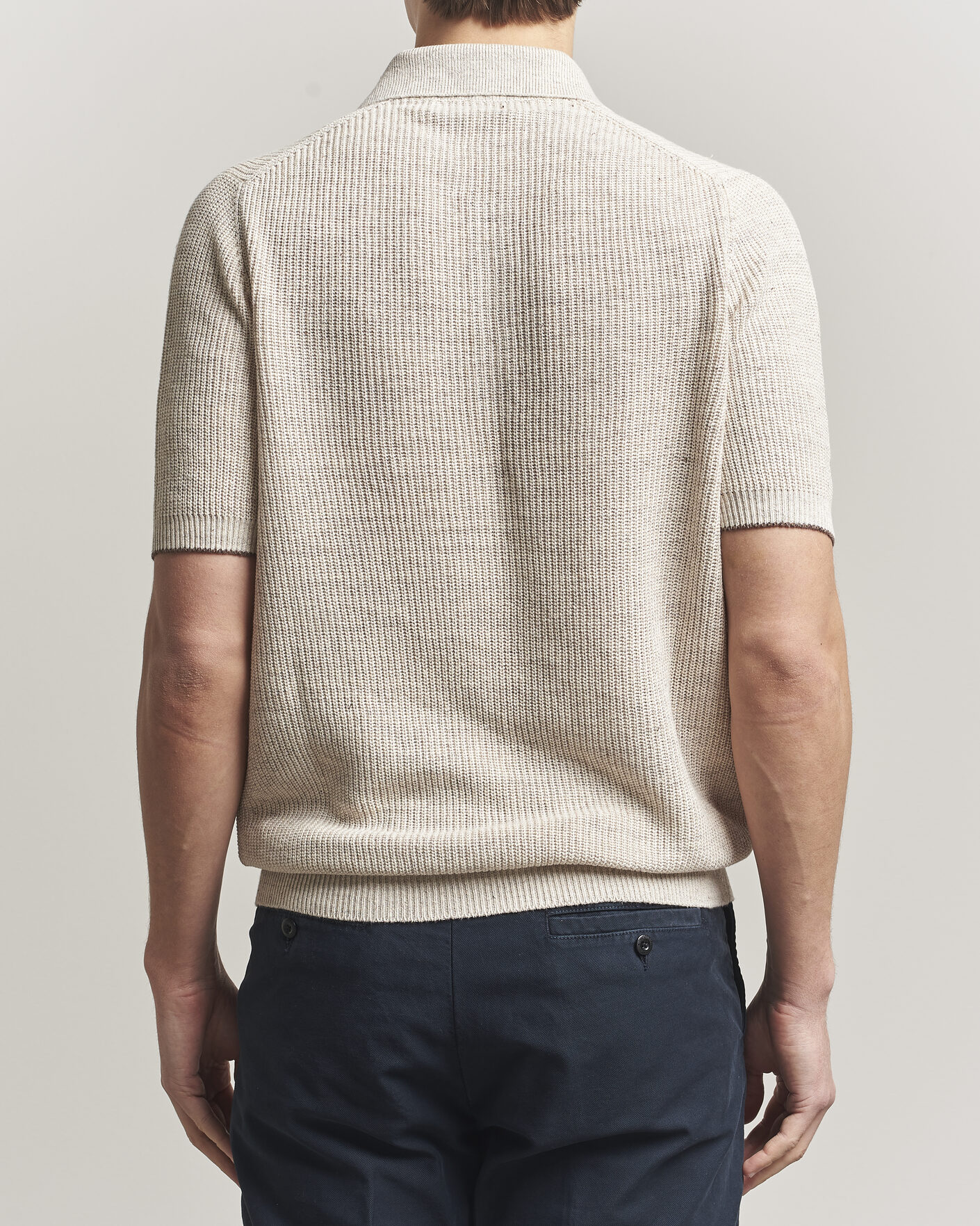 Herr | Pikéer | Brunello Cucinelli | Linen Rib Knitted Polo Light Beige