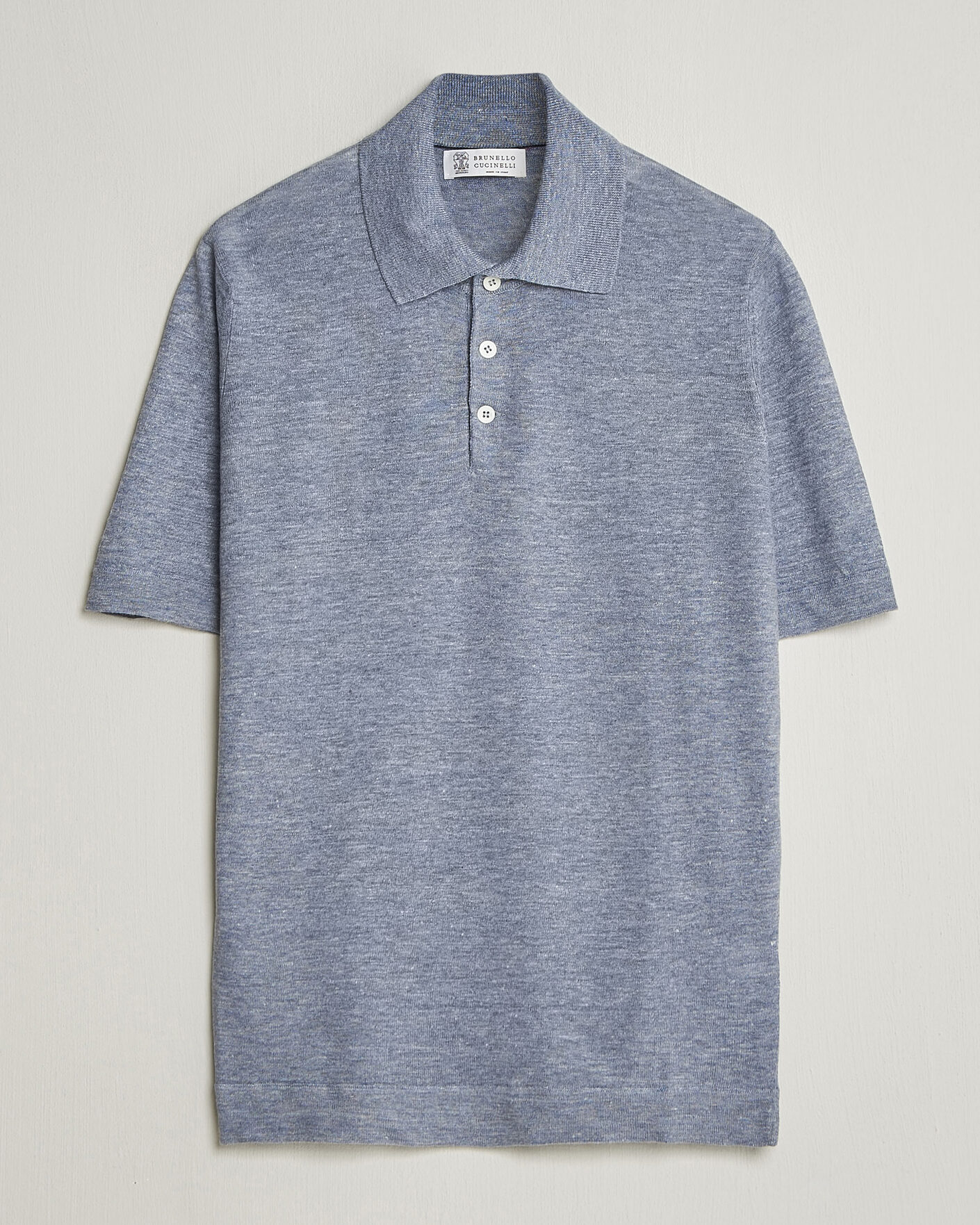 Herr | Pikéer | Brunello Cucinelli | Linen Knitted Polo Light Blue